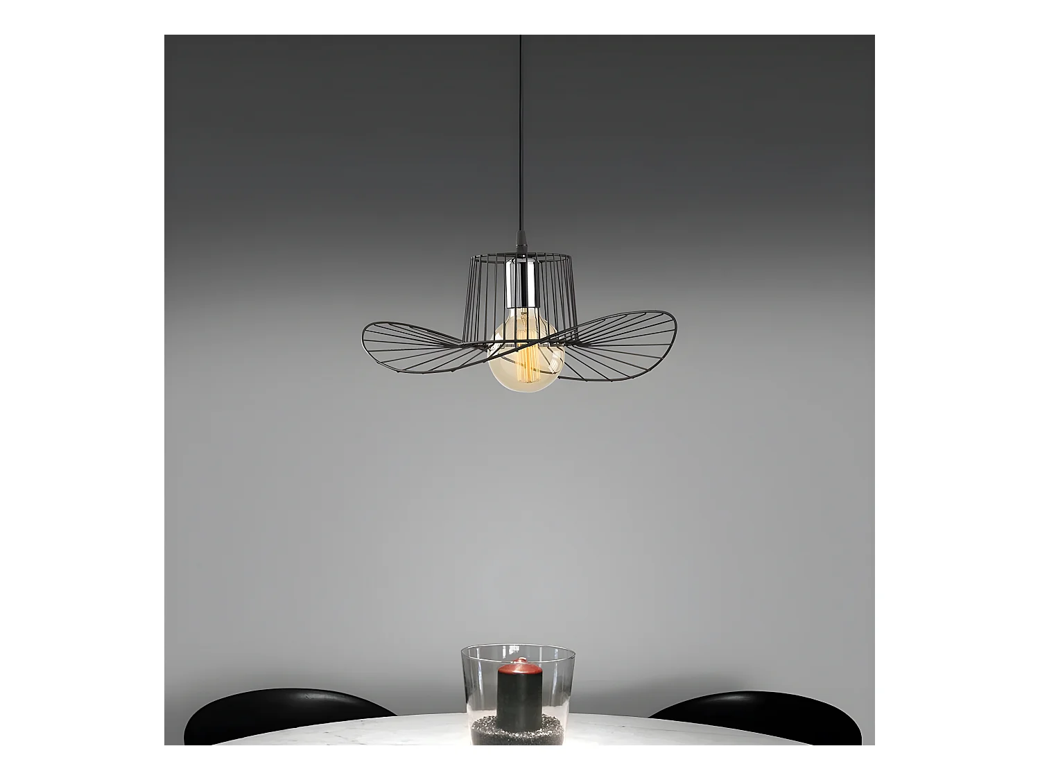 Suspension Beja moderne en métal noir 1xE27 ø38cm