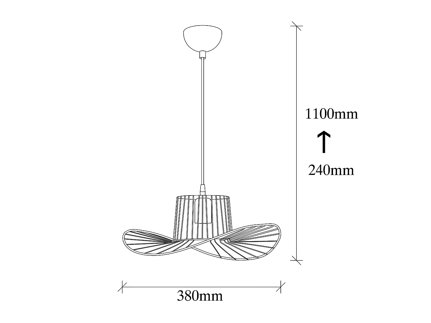 Suspension Beja moderne en métal noir 1xE27 ø38cm