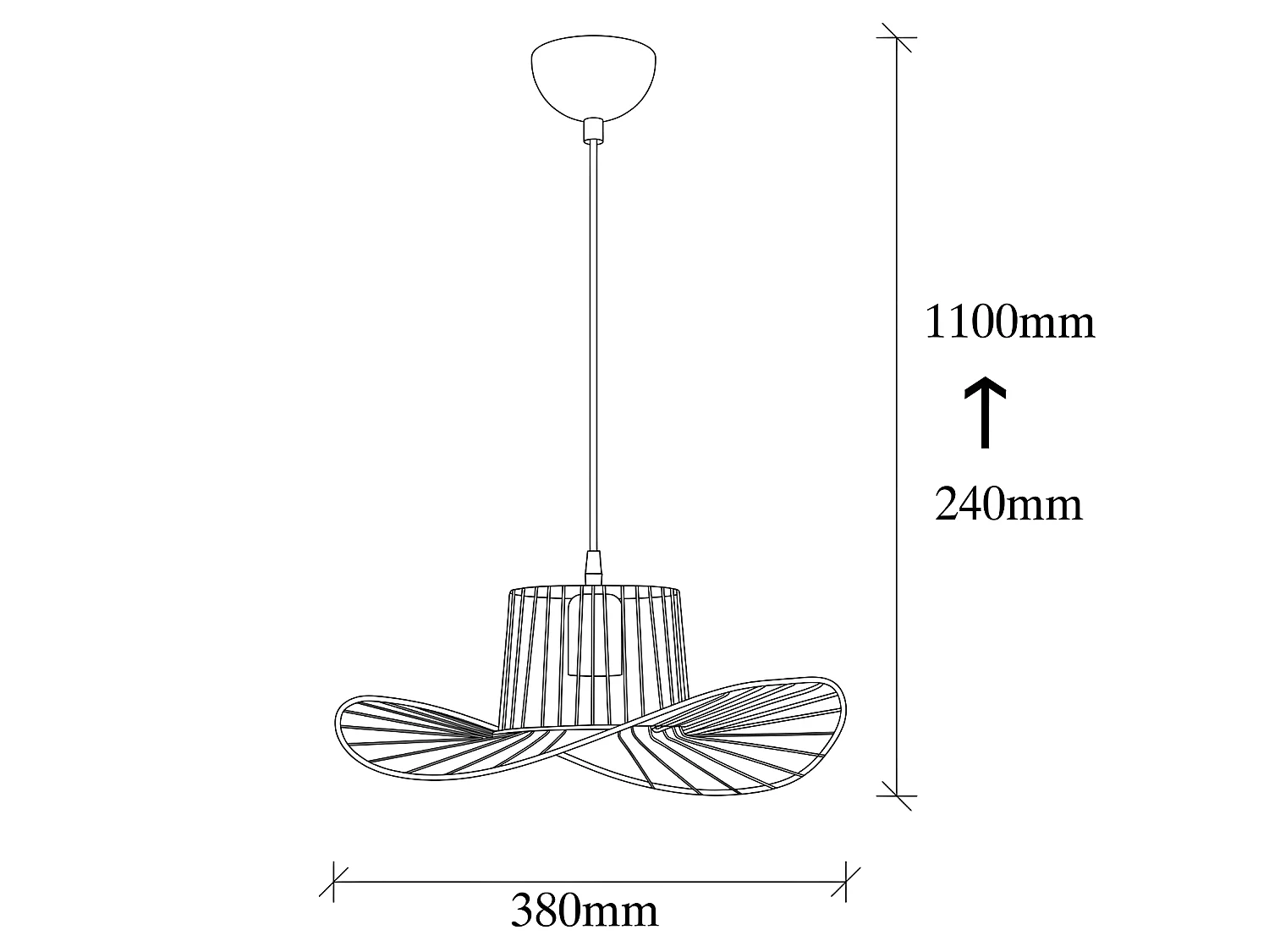 Suspension Beja moderne en métal noir 1xE27 ø38cm
