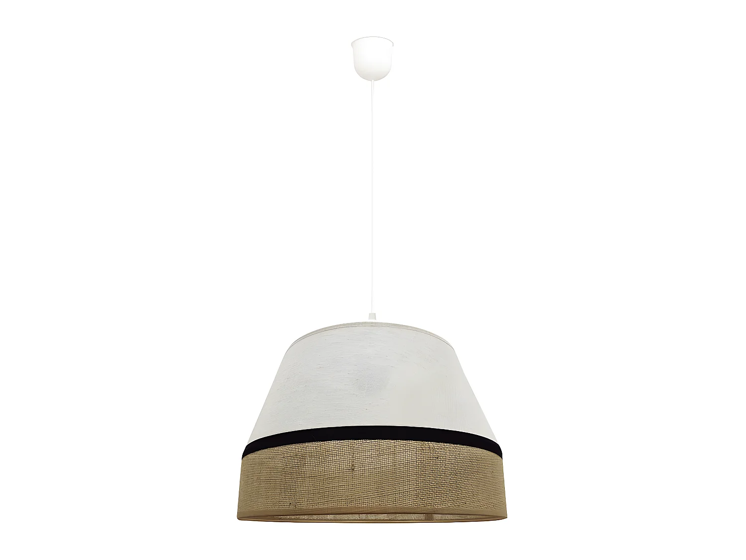 Suspension Licade avec abat-jour en lin marron marbré et rayure noire 1xE27 ø35cm