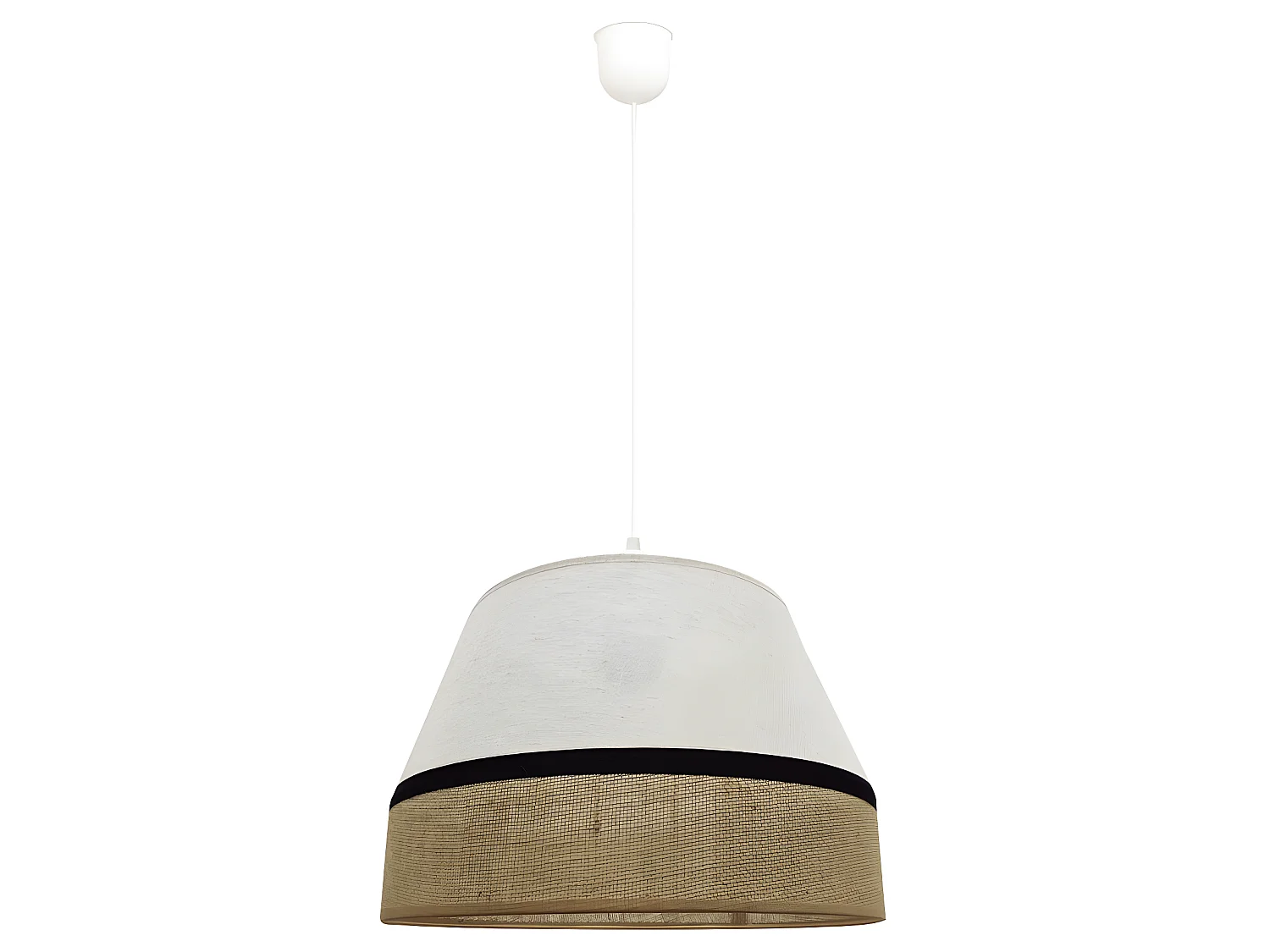 Suspension Licade avec abat-jour en lin marron marbré et rayure noire 1xE27 ø35cm