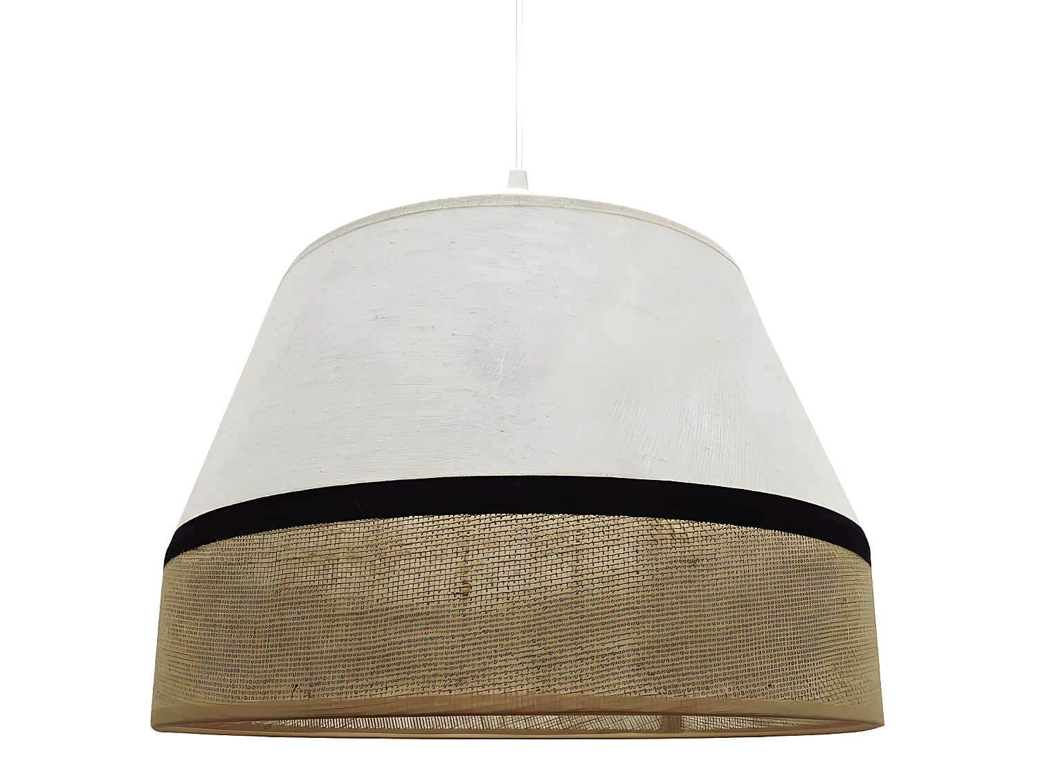 Suspension Licade avec abat-jour en lin marron marbré et rayure noire 1xE27 ø35cm