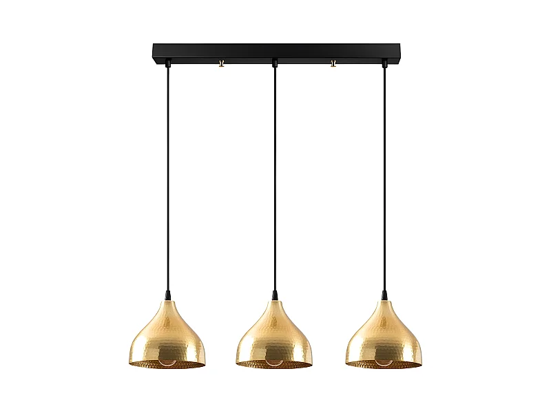 Lineare - Pendelleuchte Asney mit 3 goldenen Metalllampenschirmen 3xE27