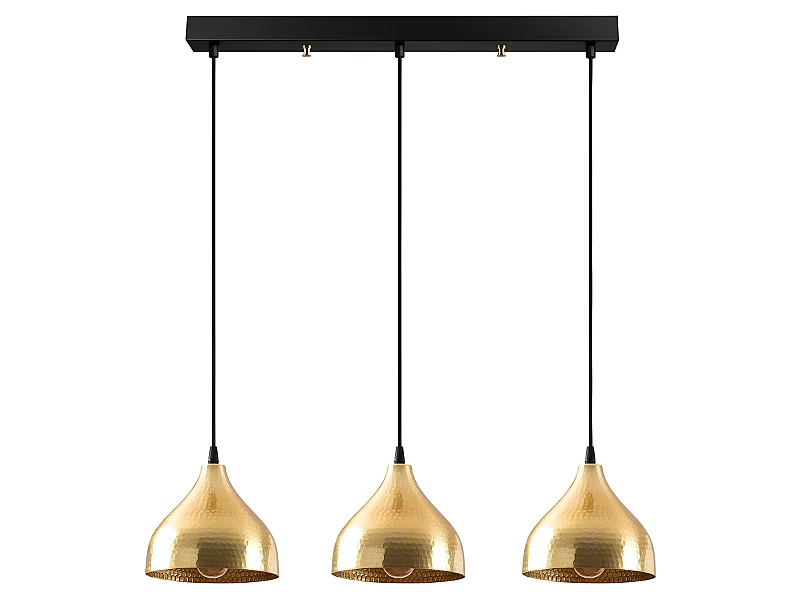 Suspension linéaire moderne Asney avec 3 abat-jour en métal doré 3xE27