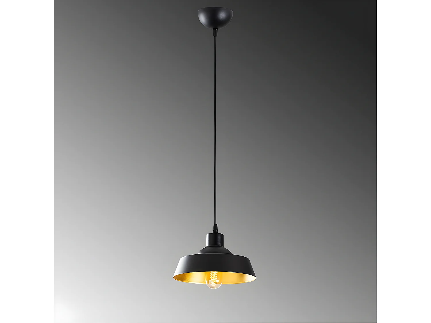 Lámpara de techo Harvey retro vintage con pantalla negra 1xE27 ø22cm