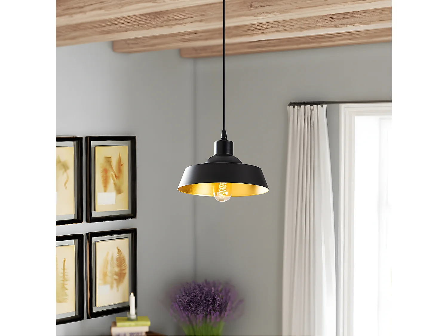 Plafonnier rétro vintage Harvey avec abat-jour noir 1xE27 ø22cm