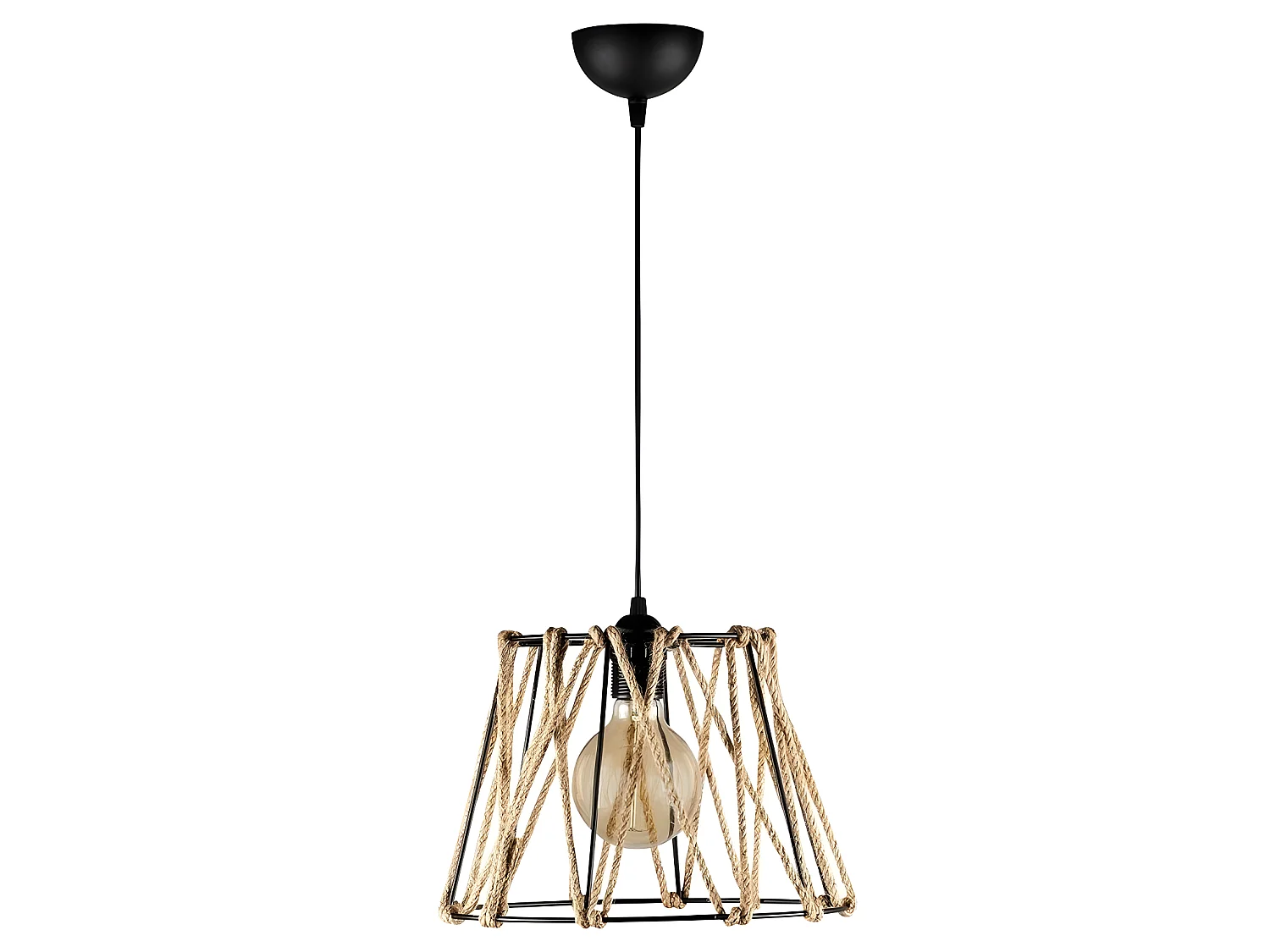 Lampada a sospensione rustica Kavana con corda e paralume in metallo 1xE27 ø30cm