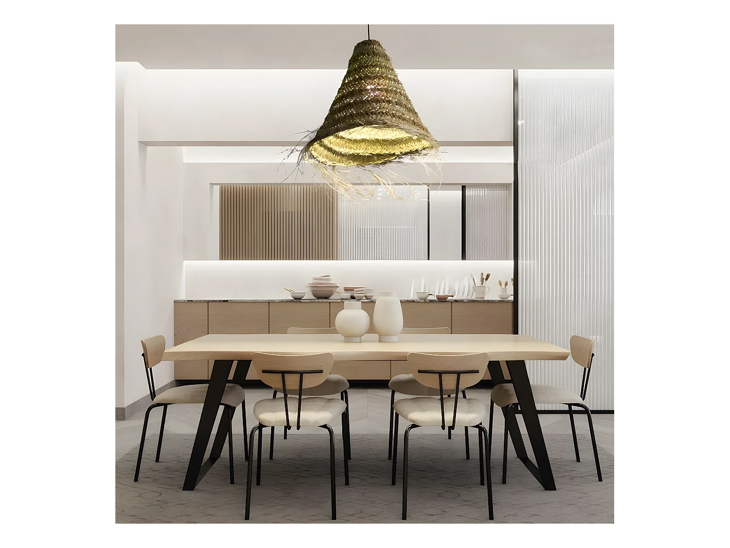 Suspension Nidas style bohème chic avec abat-jour en sparte 1xE27 ø54cm