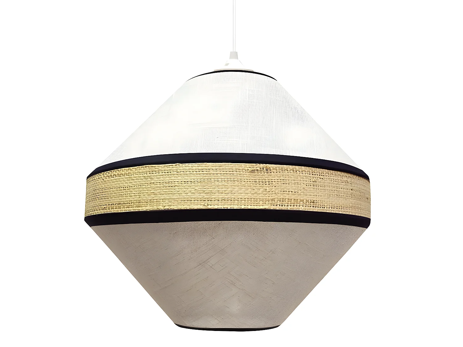 Lámpara de techo Alaví con forma de rombo y pantalla de lino blanco y marrón 1xE27 ø40cm