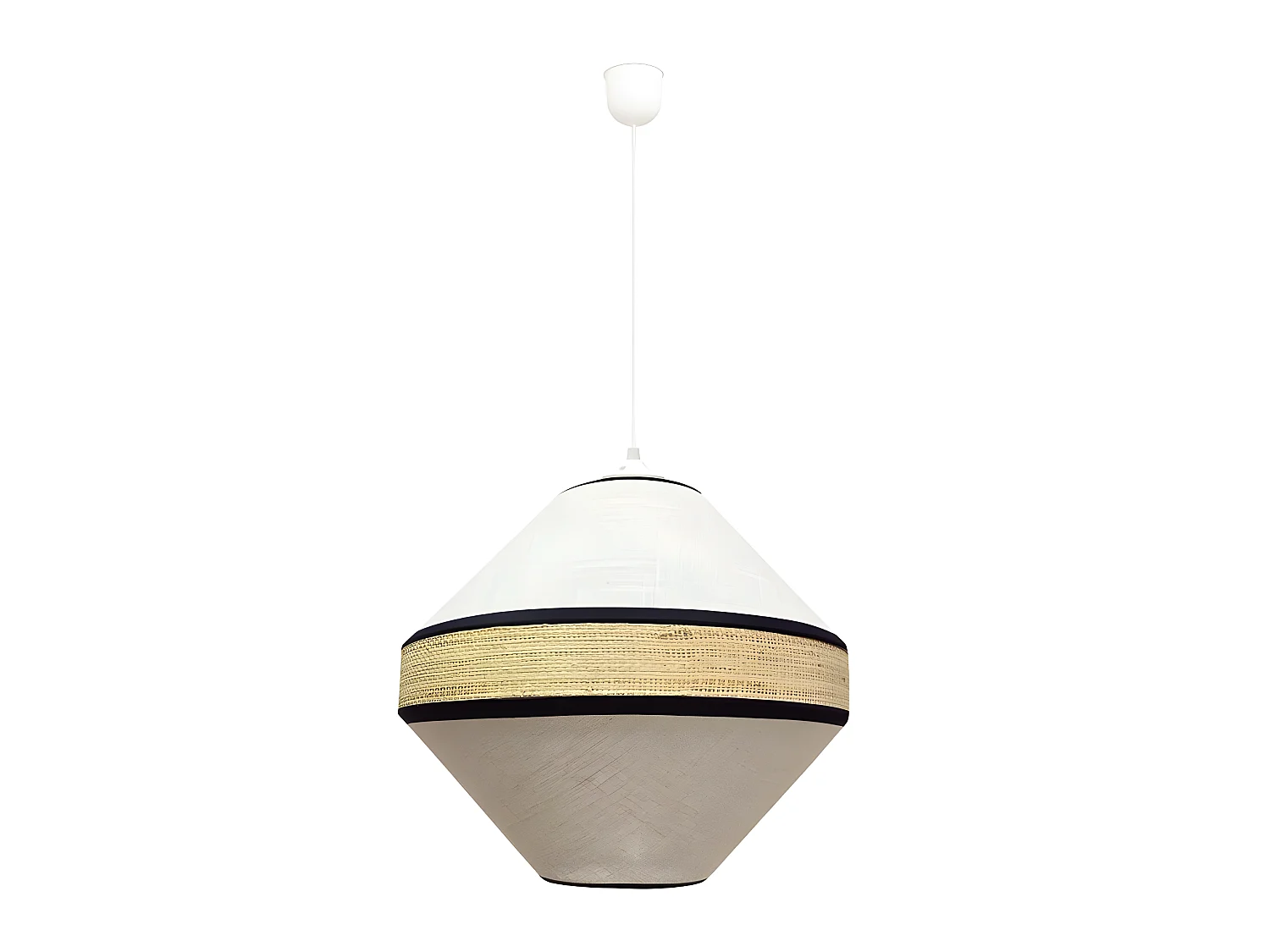 Plafonnier Alaví en forme de losange et abat-jour en lin blanc et marron 1xE27 ø40cm