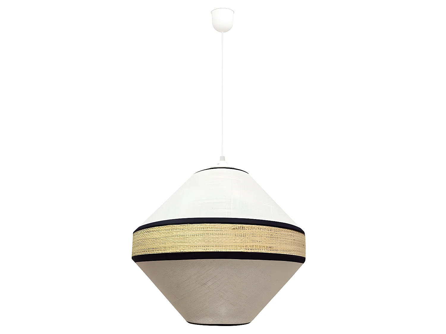 Plafonnier Alaví en forme de losange et abat-jour en lin blanc et marron 1xE27 ø40cm