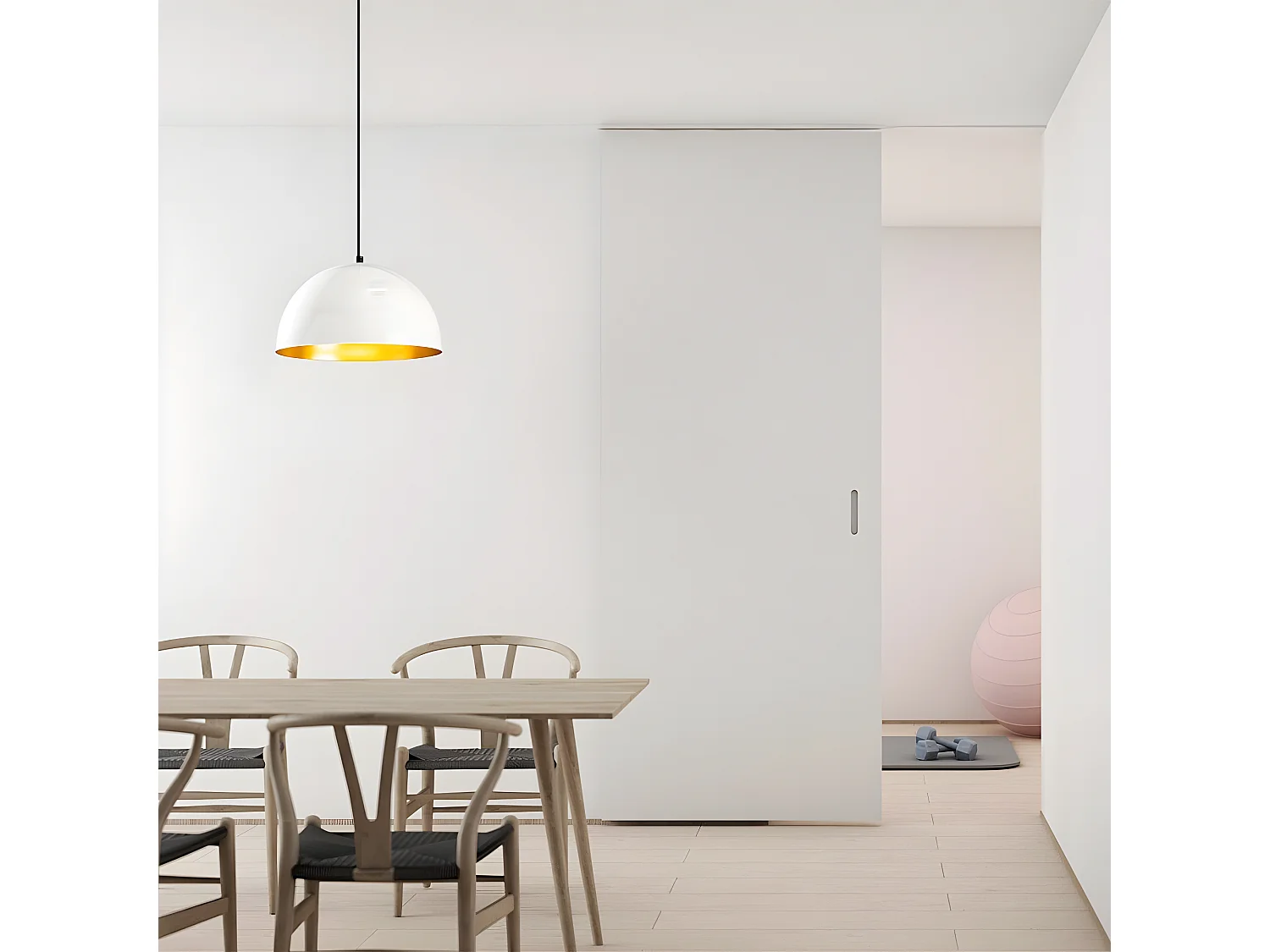 Pendelleuchte Harvey mit weißem kuppelförmigem Lampenschirm 1xE27 ø30cm