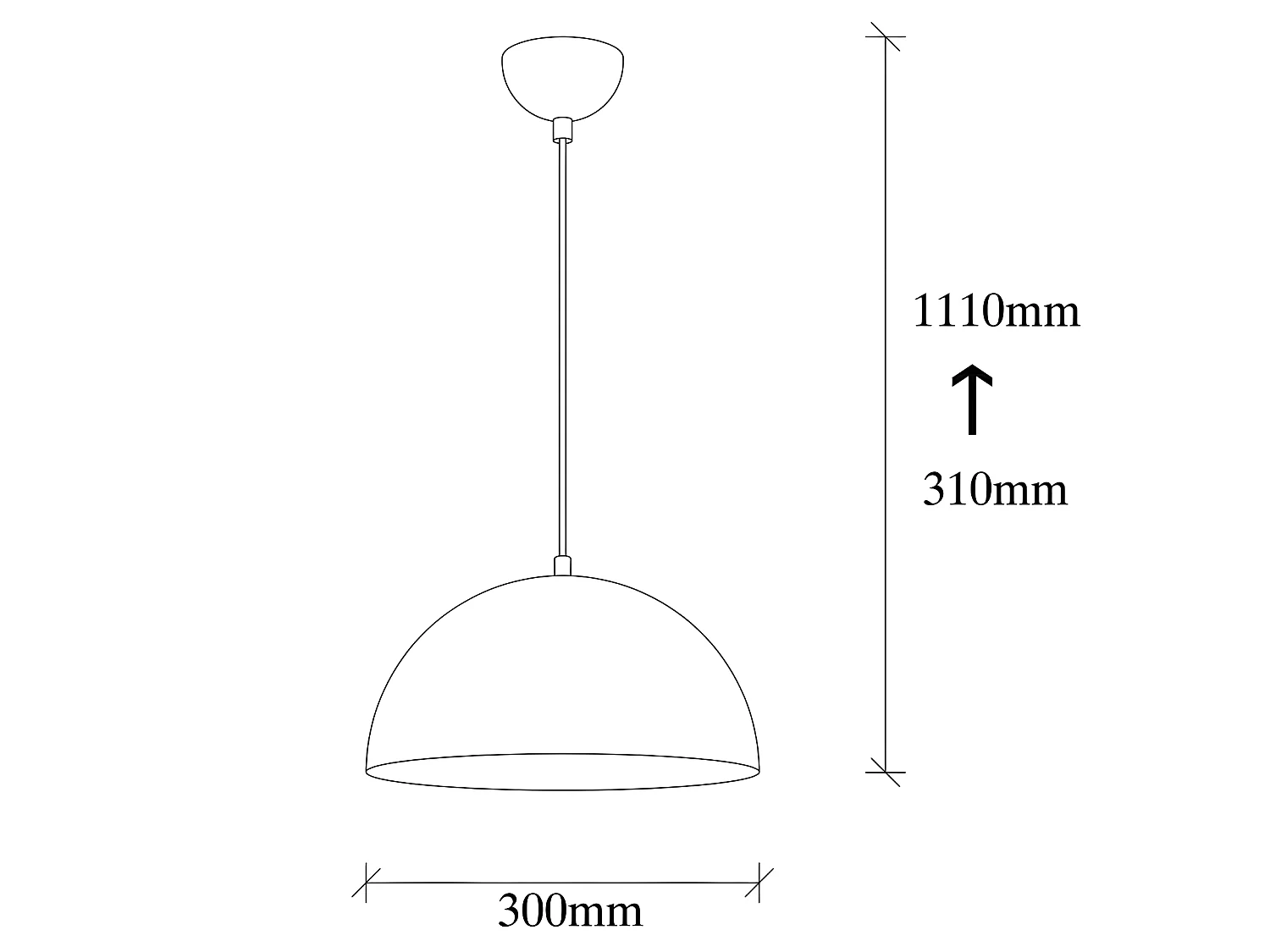 Harvey hanglamp met witte koepelvormige kap 1xE27 ø30cm
