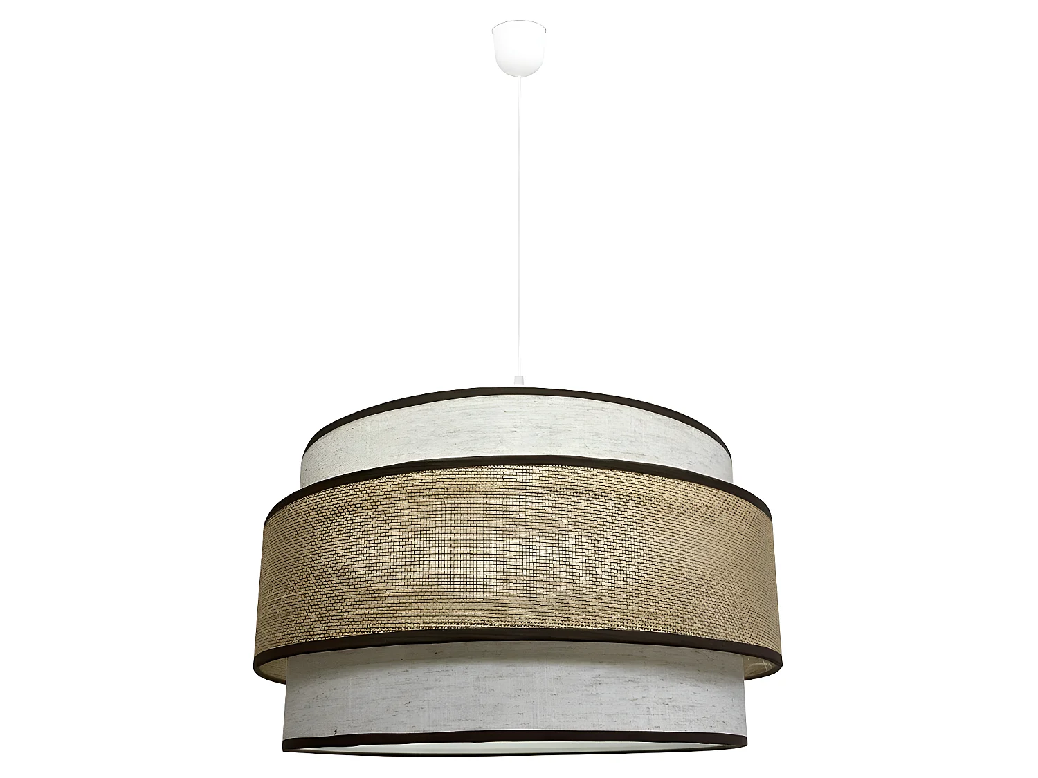 Suspension artisanale Amit avec abat-jour marron chiné et frange en sac 1xE27 ø40cm