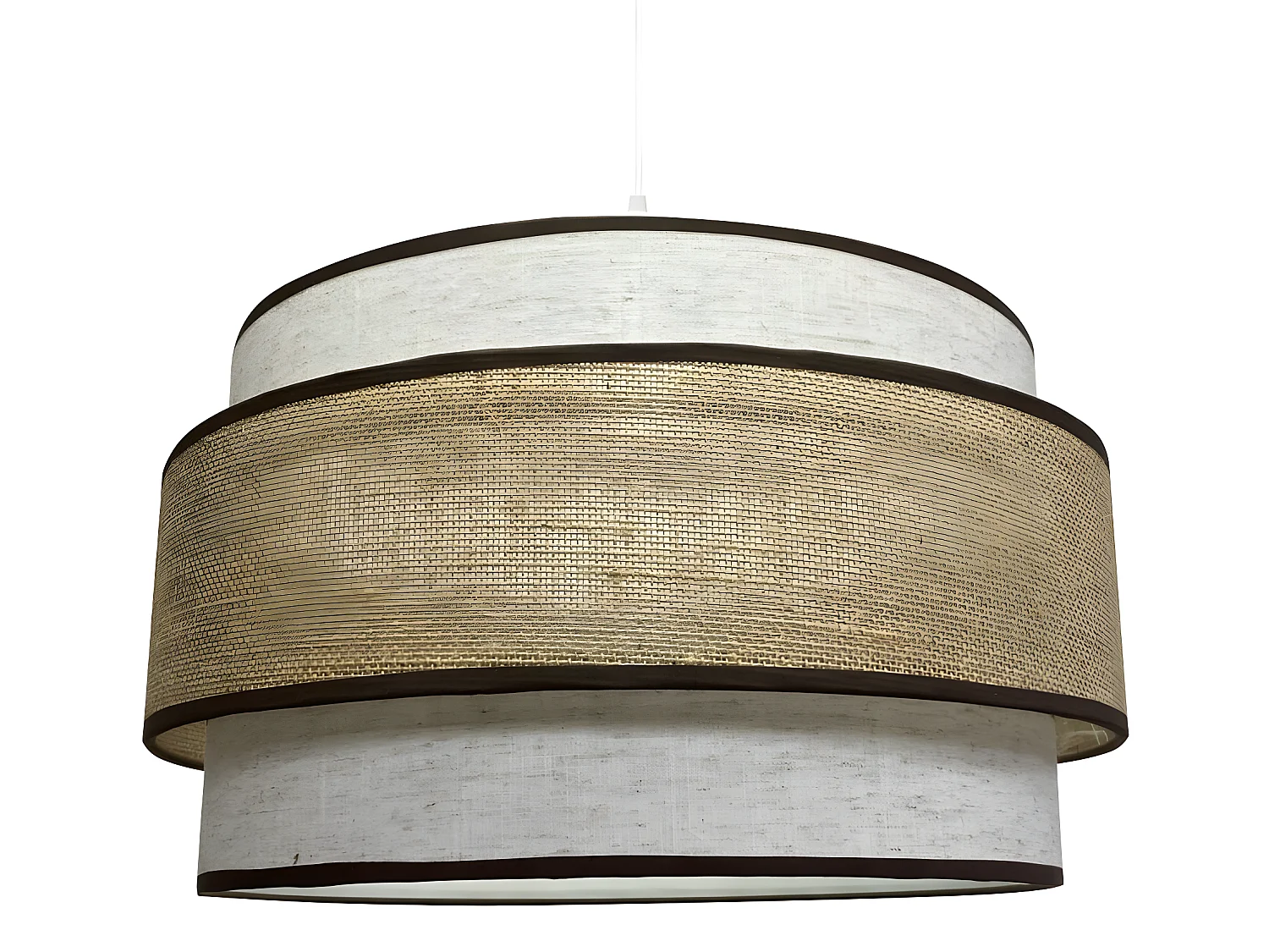 Suspension artisanale Amit avec abat-jour marron chiné et frange en sac 1xE27 ø40cm