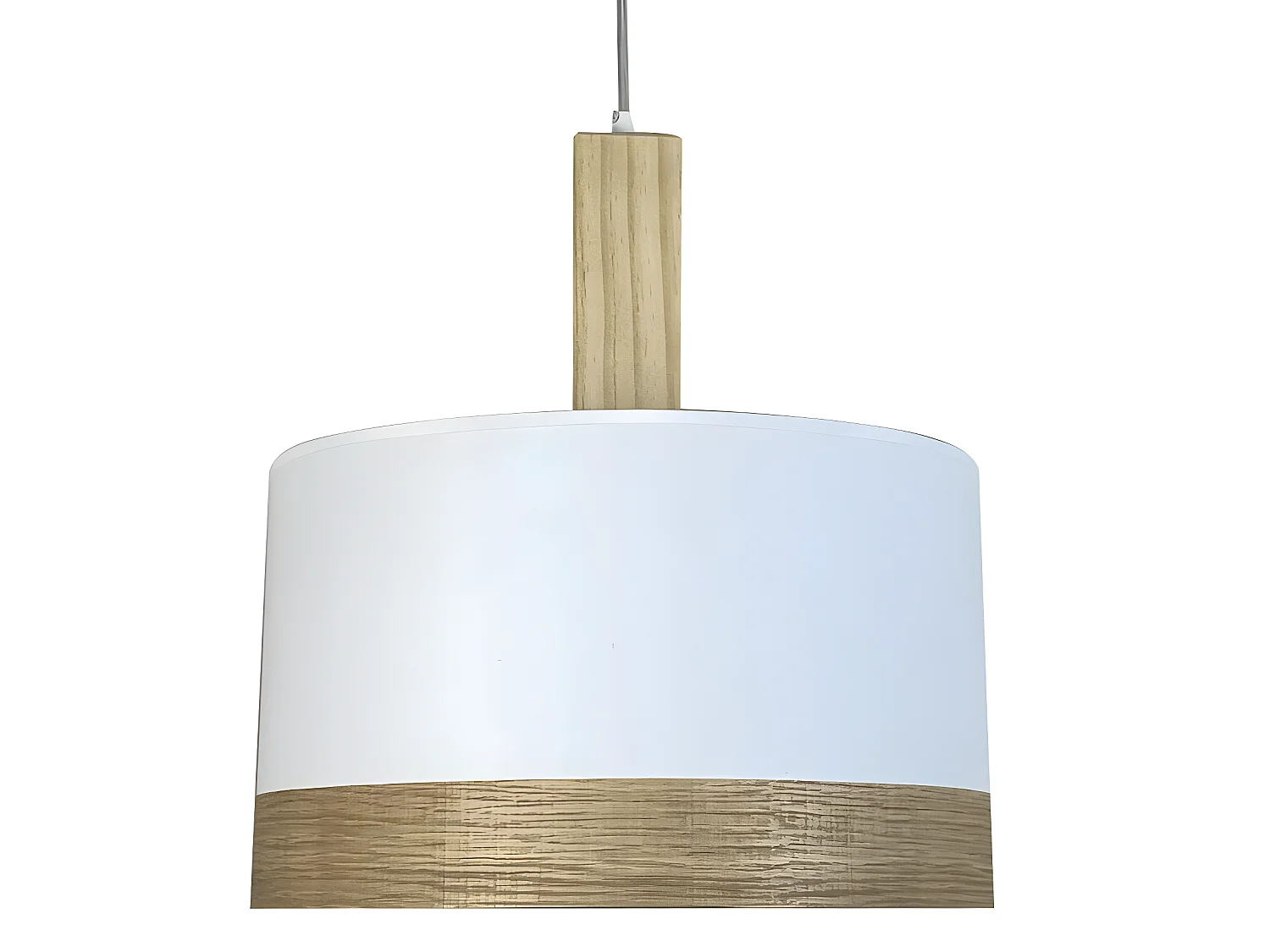 Lámpara colgante Larsvon con pantalla de tela y detalle superior de madera 1xE27 ø40cm