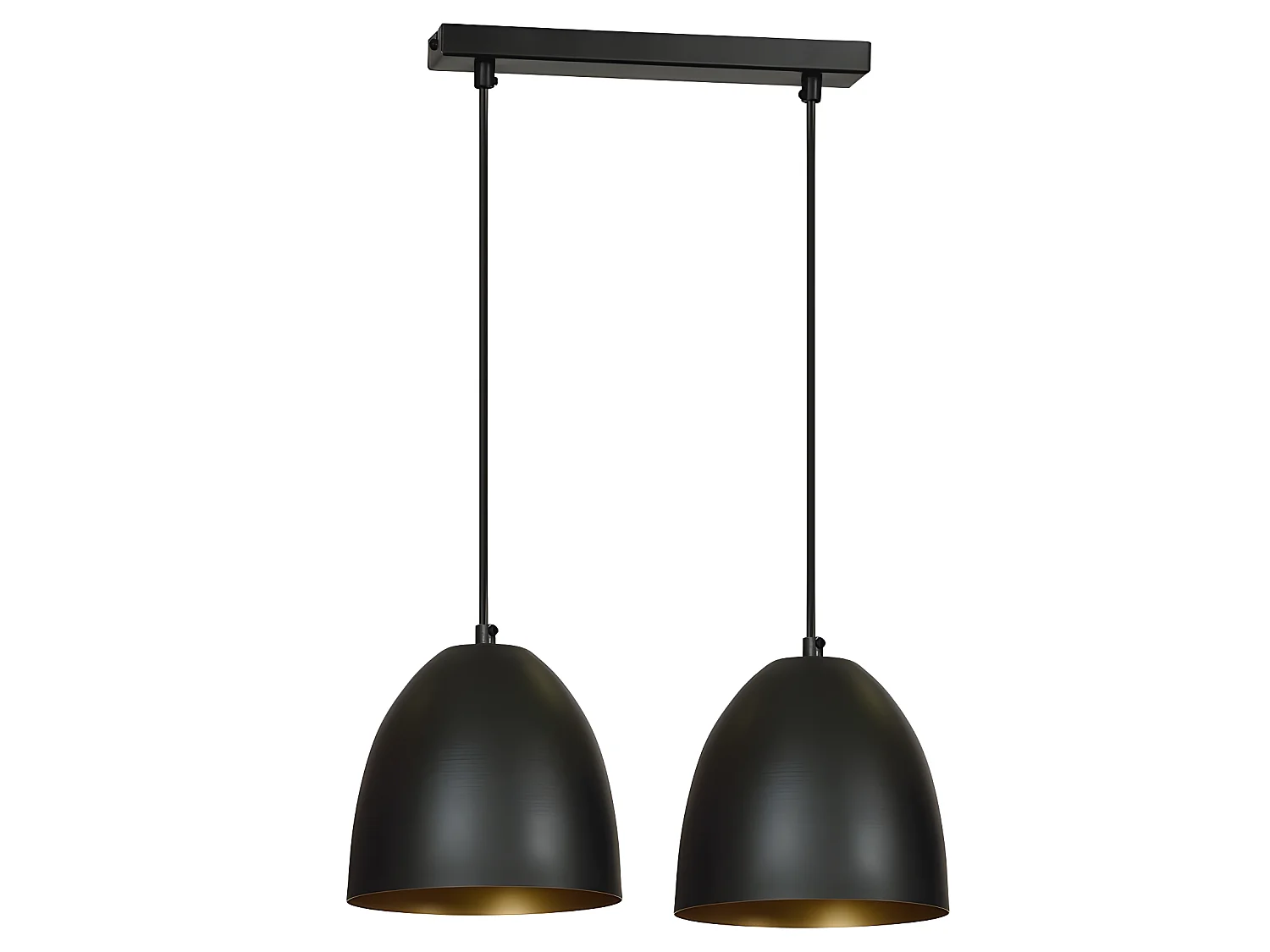 Deckenleuchte Jonix mit 2 kuppelförmigen Lampenschirmen Schwarz und Gold 2xE27
