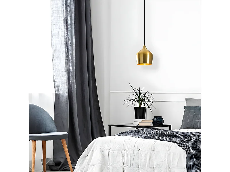 Plafonnier rétro vintage Momo en métal doré antique 1xE27 ø22cm