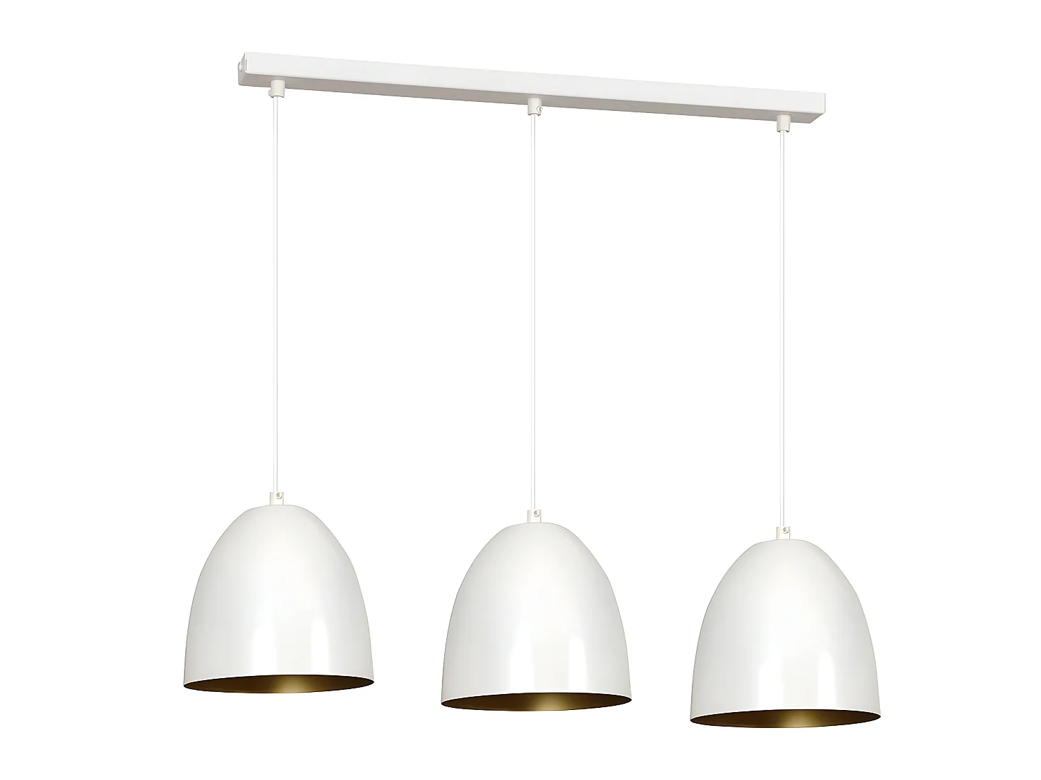 Regleta de techo Jonix nórdico con 3 pantallas en forma de cúpula blanco y dorado 3xE27