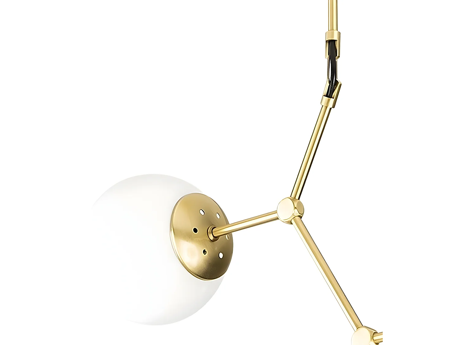 Plafonnier Mulen nordique doré antique avec 3 sphères en verre 3xE27