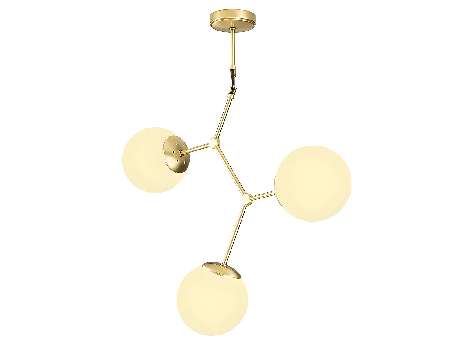 Plafonnier Mulen nordique doré antique avec 3 sphères en verre 3xE27
