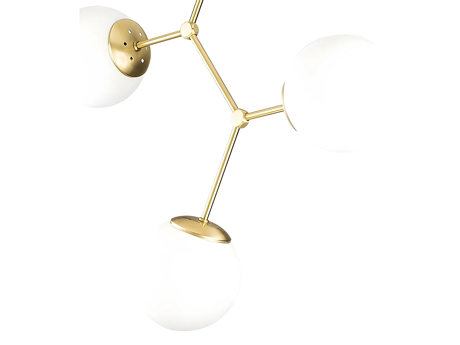 Plafonnier Mulen nordique doré antique avec 3 sphères en verre 3xE27