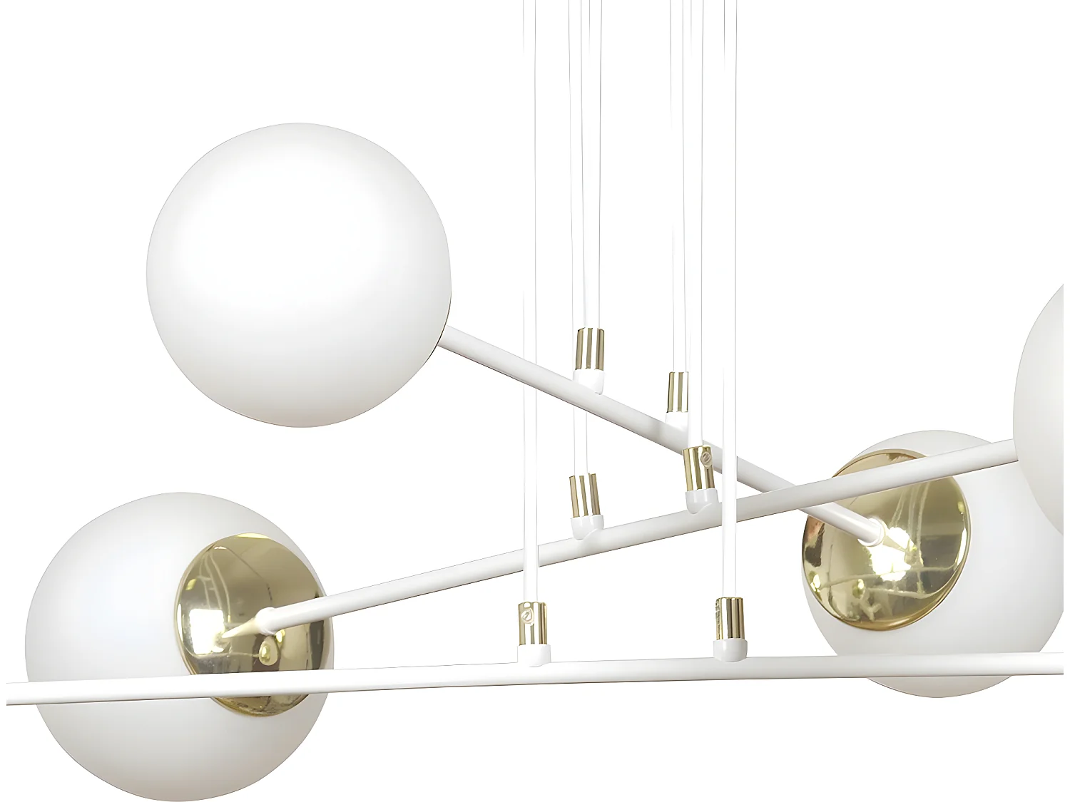 Suspension Signo avec barres en métal noir et 4 sphères en verre 6xE14 ø90cm