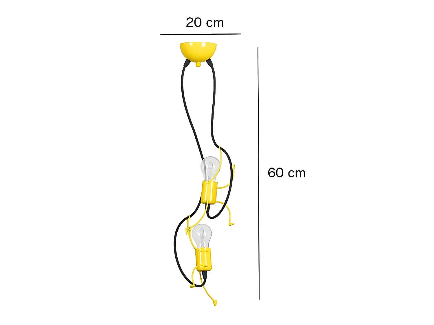 Suspension enfant Mime en métal blanc avec 2 douilles décoratives 2xE27 ø20cm