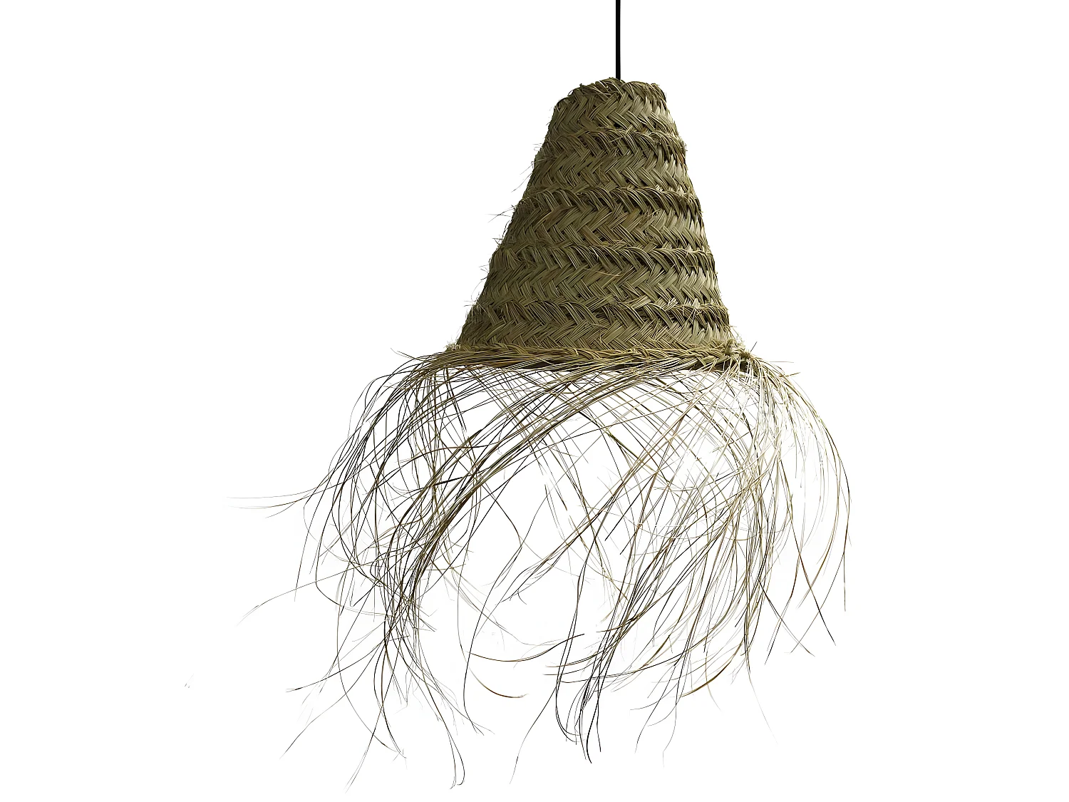 Handgemaakte Hanglamp Nidas met esparto gras kap en franjes 1xE27 ø30cm