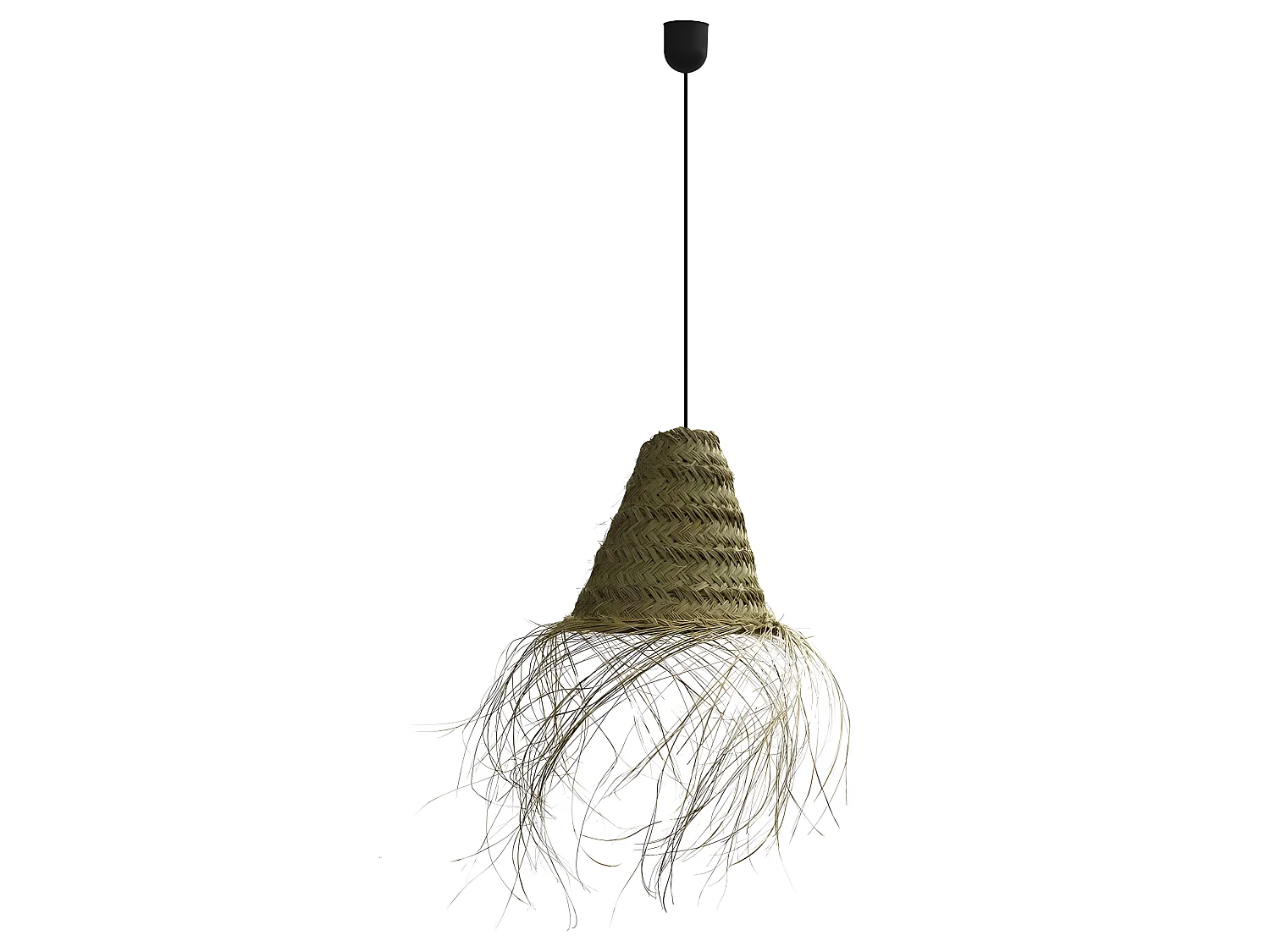 Handgemaakte Hanglamp Nidas met esparto gras kap en franjes 1xE27 ø30cm