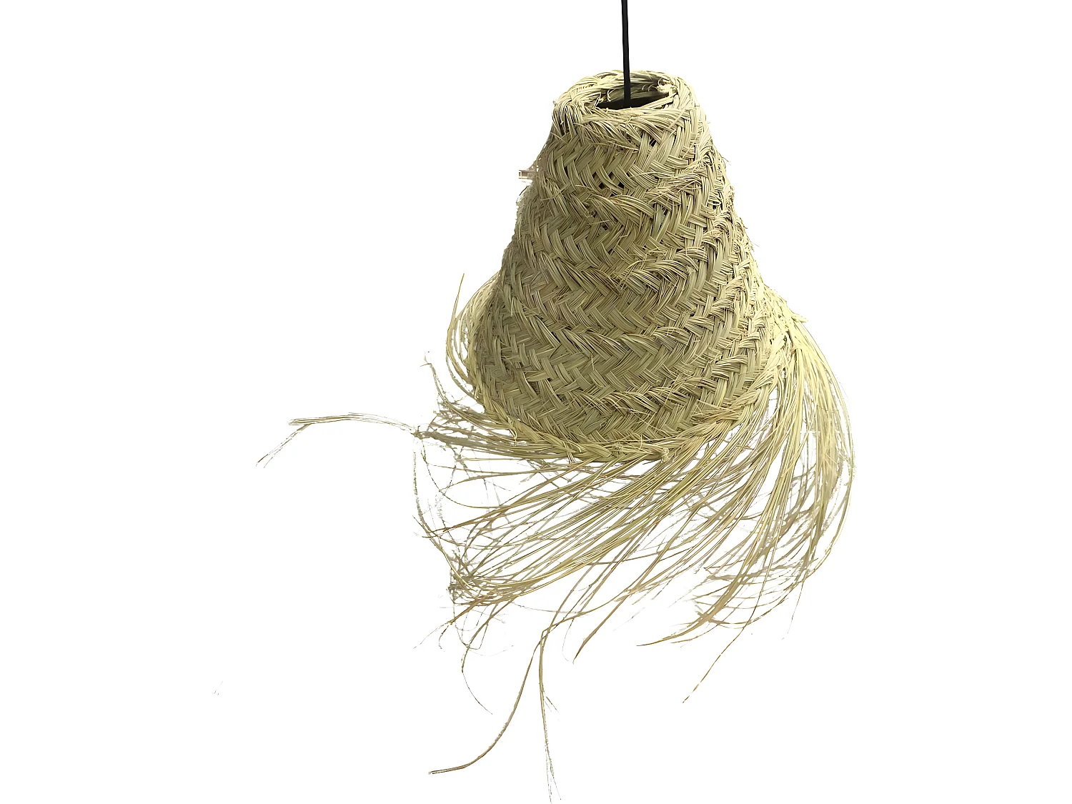 Handgemaakte Hanglamp Nidas met esparto gras kap en franjes 1xE27 ø30cm