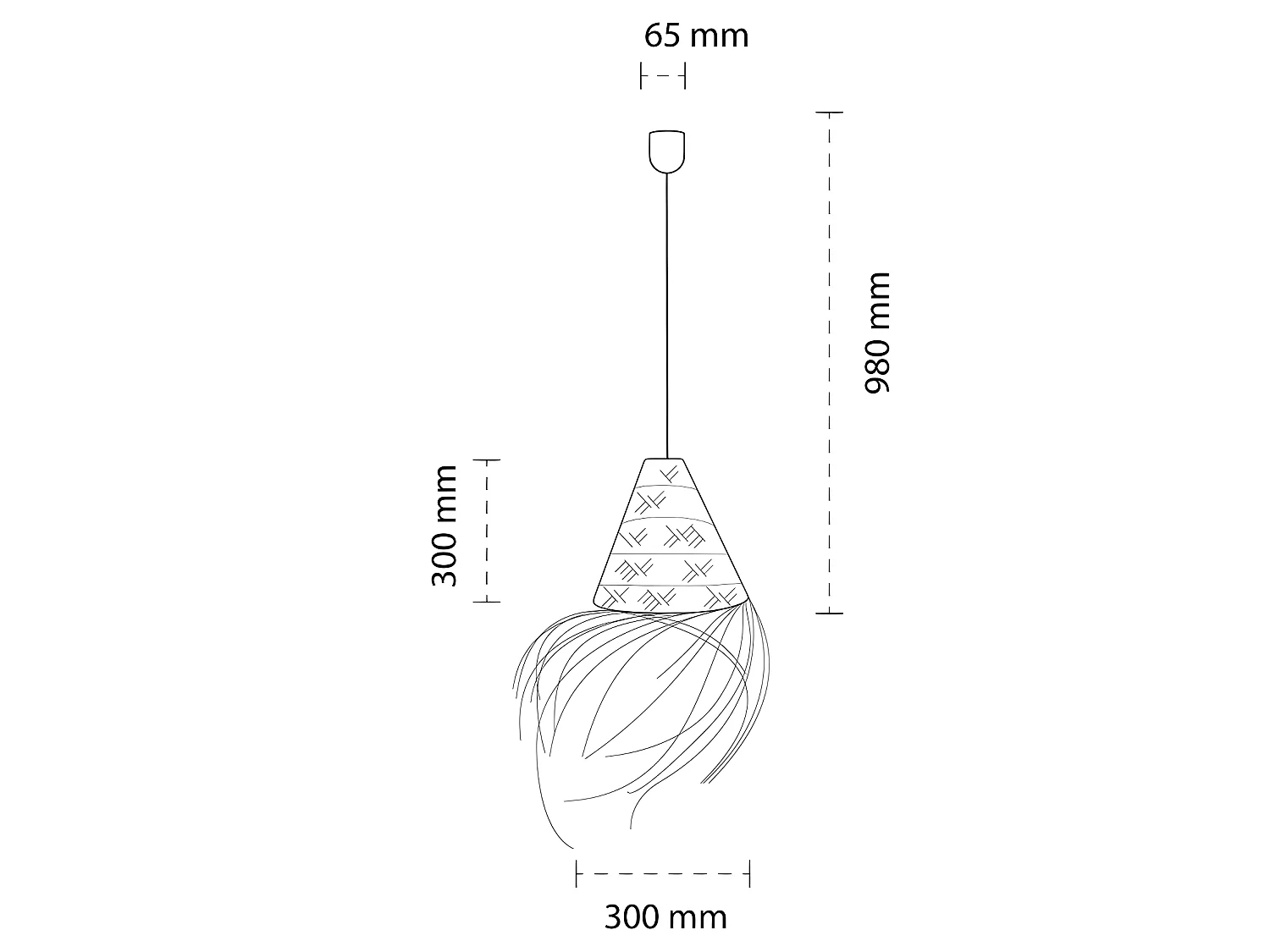 Handgemaakte Hanglamp Nidas met esparto gras kap en franjes 1xE27 ø30cm