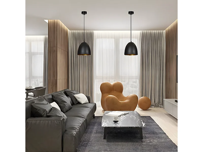 Suspension Nordic Jonix avec abat-jour en métal noir lisse 1xE27 ø18cm