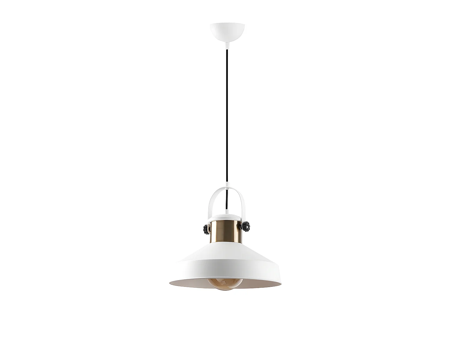 Lámpara colgante Momo retro vintage con pantalla blanca y detalle en latón 1xE27 ø35cm