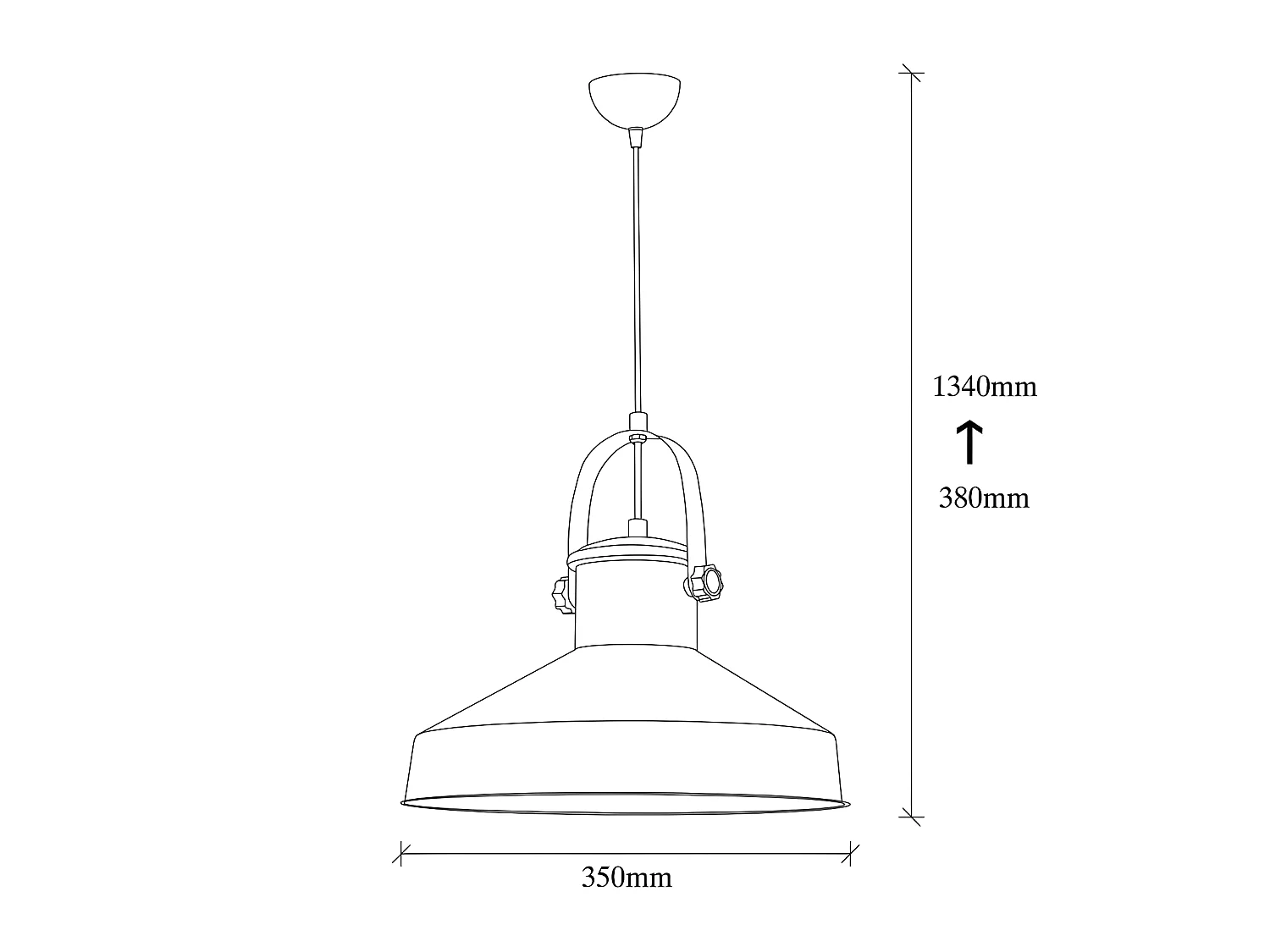 Suspension vintage rétro Momo avec abat-jour blanc et détail en laiton 1xE27 ø35cm
