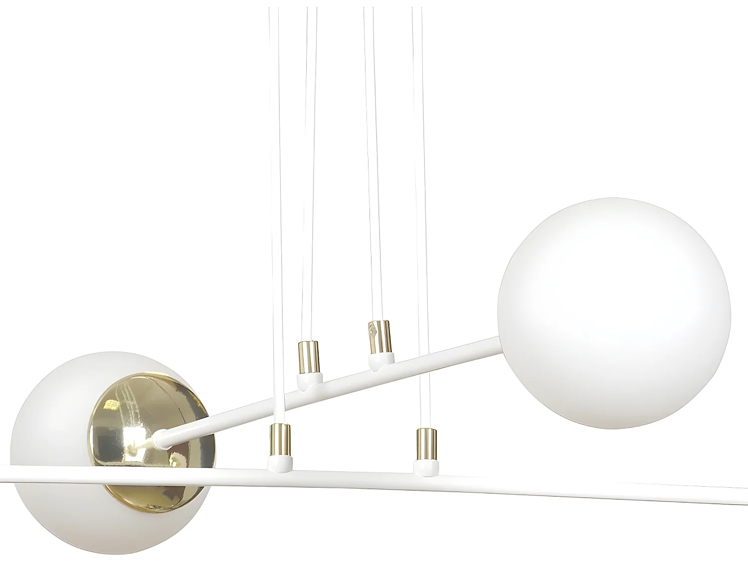 Suspension Signo avec barres en métal blanc et 4 sphères en verre 4xE14 ø75cm