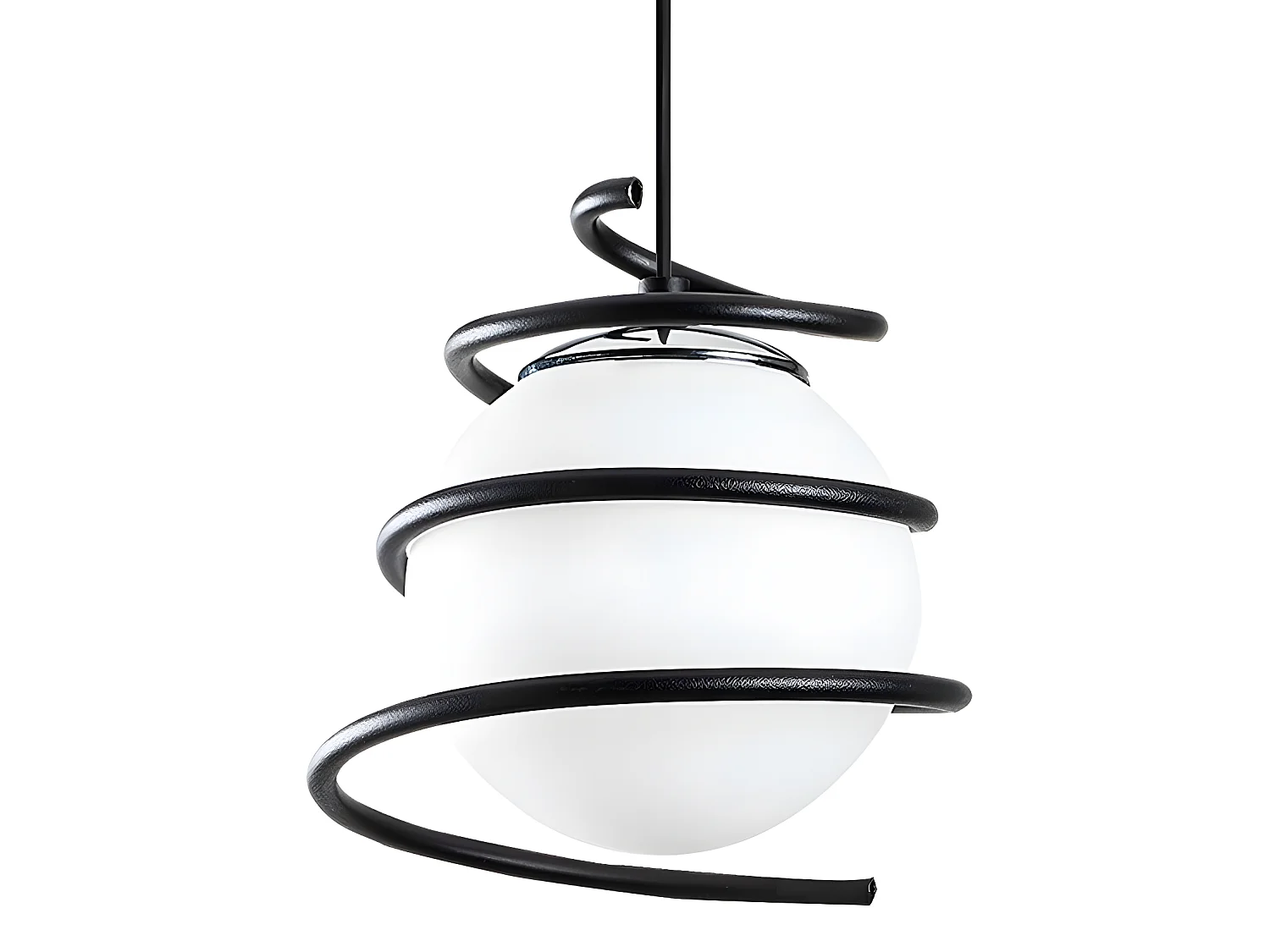 Plafoniera moderna Galene con sfera circondata da una spirale nera xE27 ø20cm