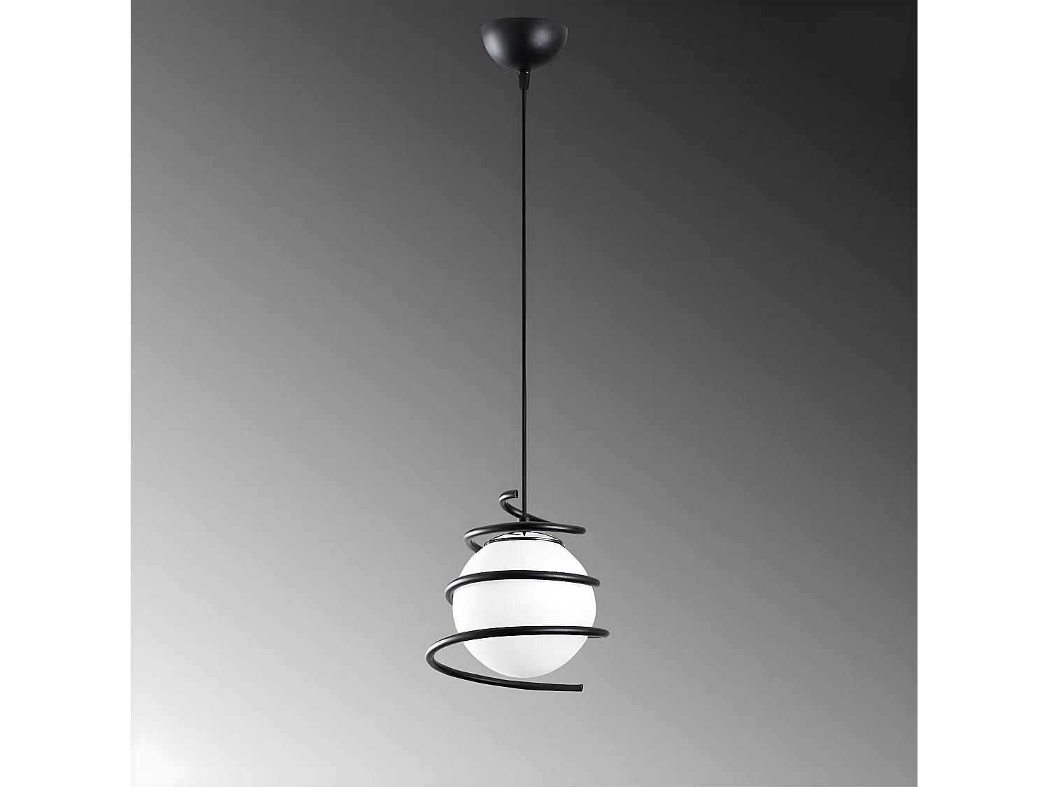 Plafonnier moderne Galene avec sphère entourée d'une spirale noire xE27 ø20cm