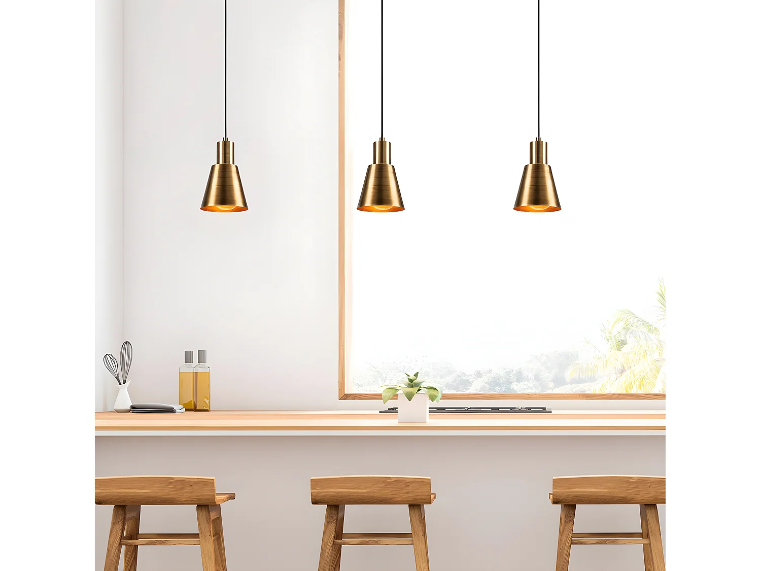 Nordic - Hanglamp Ribe met antiek gouden kap 1xE27 ø14cm