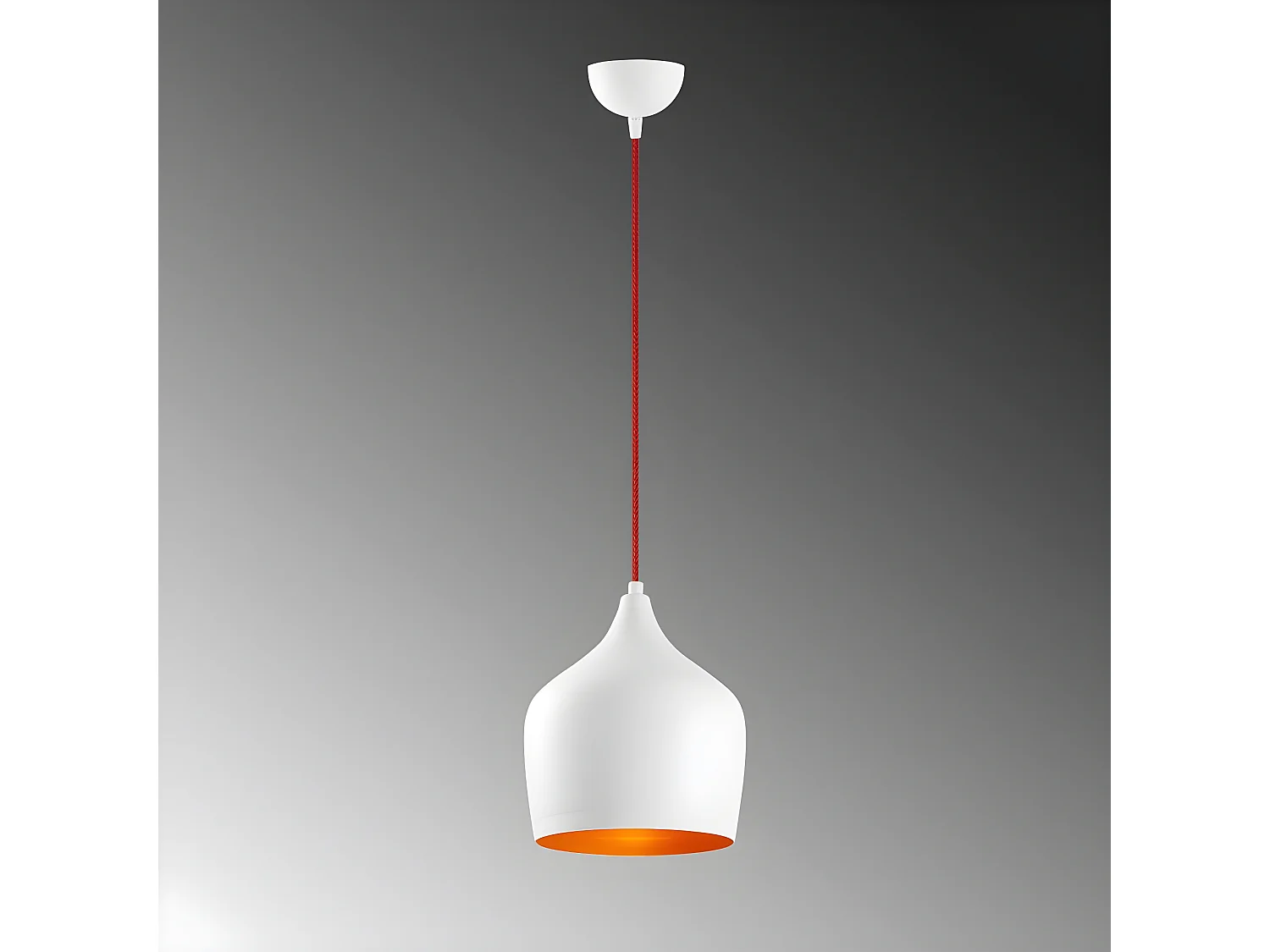 Plafonnier Momo moderne en métal avec abat-jour blanc et câble rouge 1xE27 ø22cm