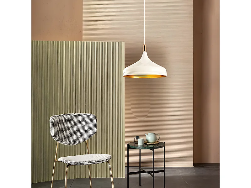 Plafonnier Sami avec abat-jour en métal blanc et intérieur doré 1xE27 ø36xm