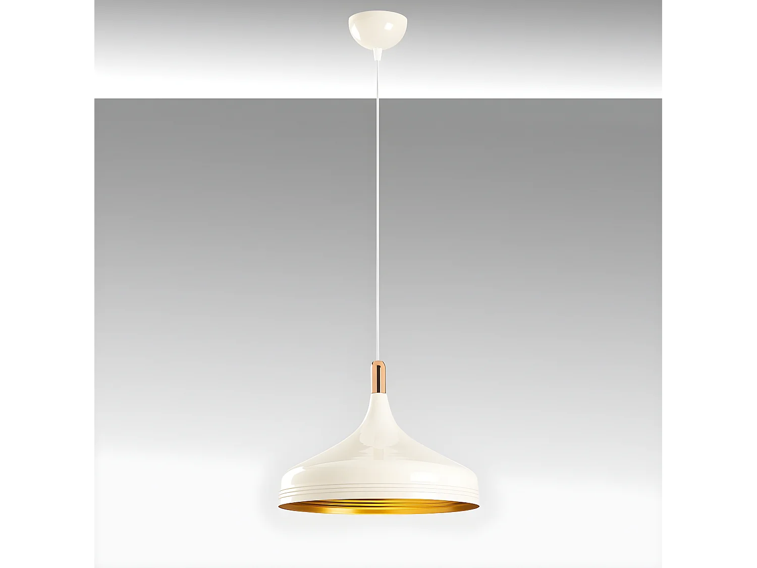 Lampada da soffitto Sami con paralume in metallo bianco e interno dorato 1xE27 ø36xm