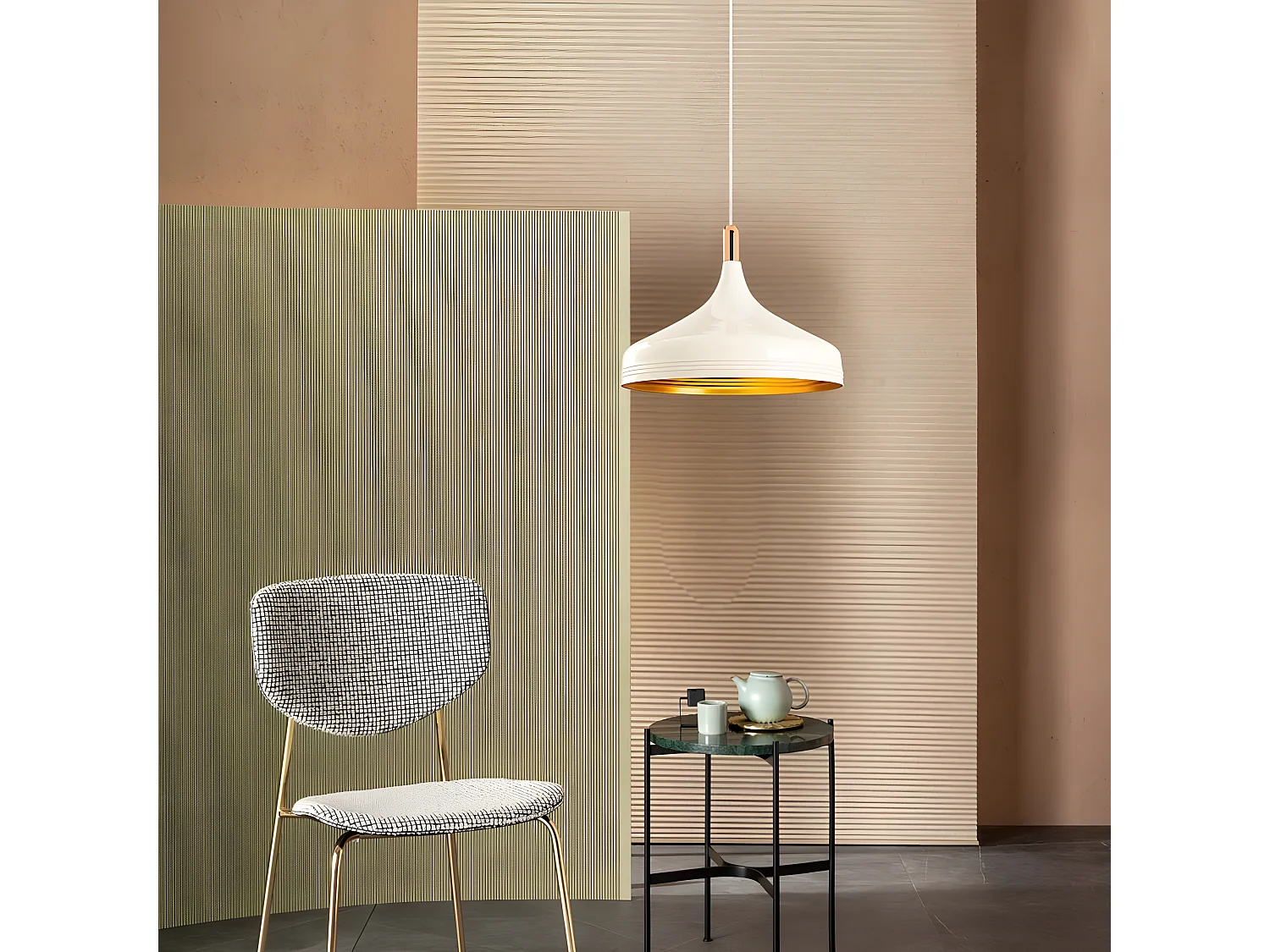 Sami plafondlamp met wit metalen kap en goudkleurig interieur 1xE27 ø36xm