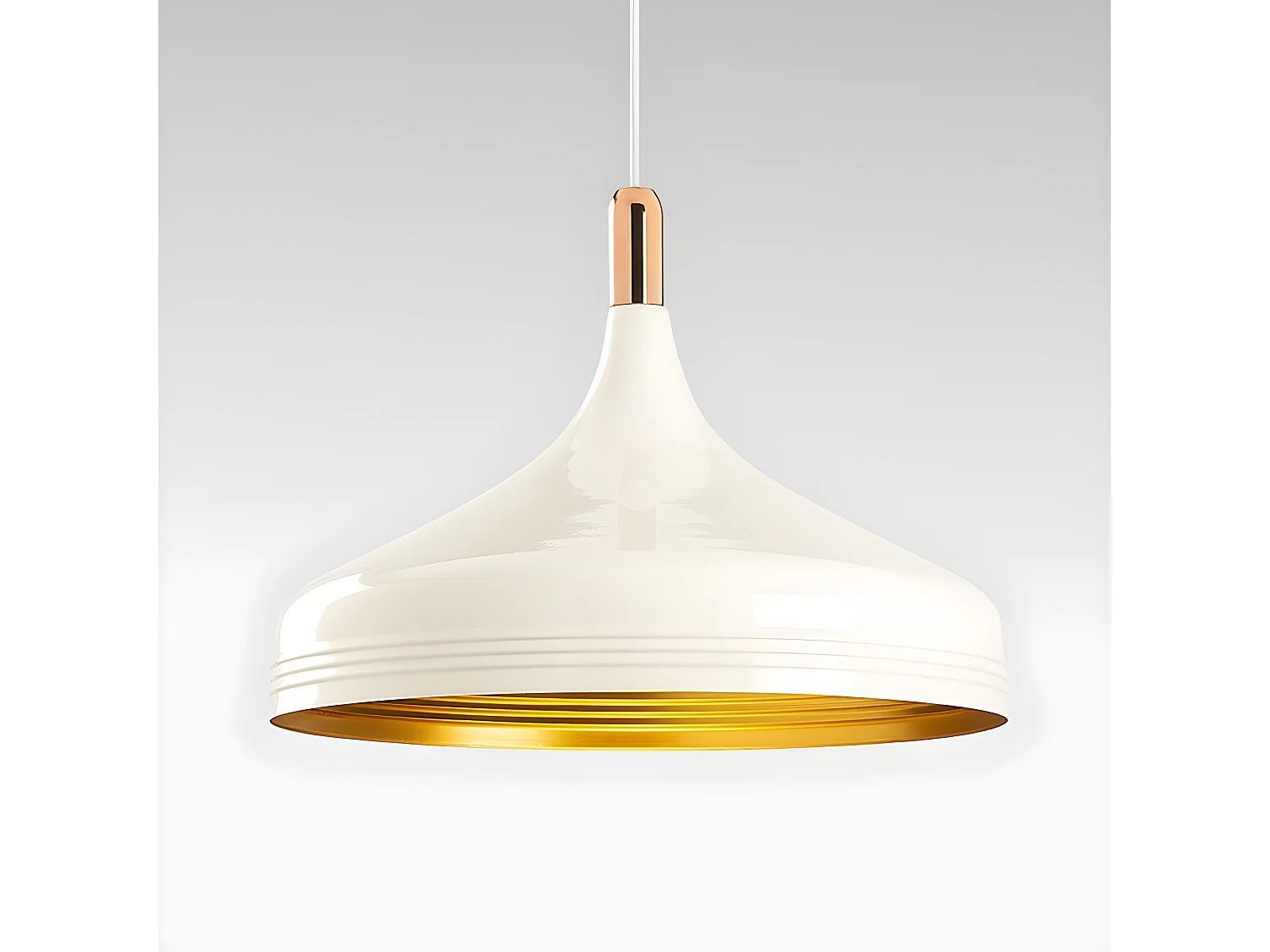 Sami plafondlamp met wit metalen kap en goudkleurig interieur 1xE27 ø36xm