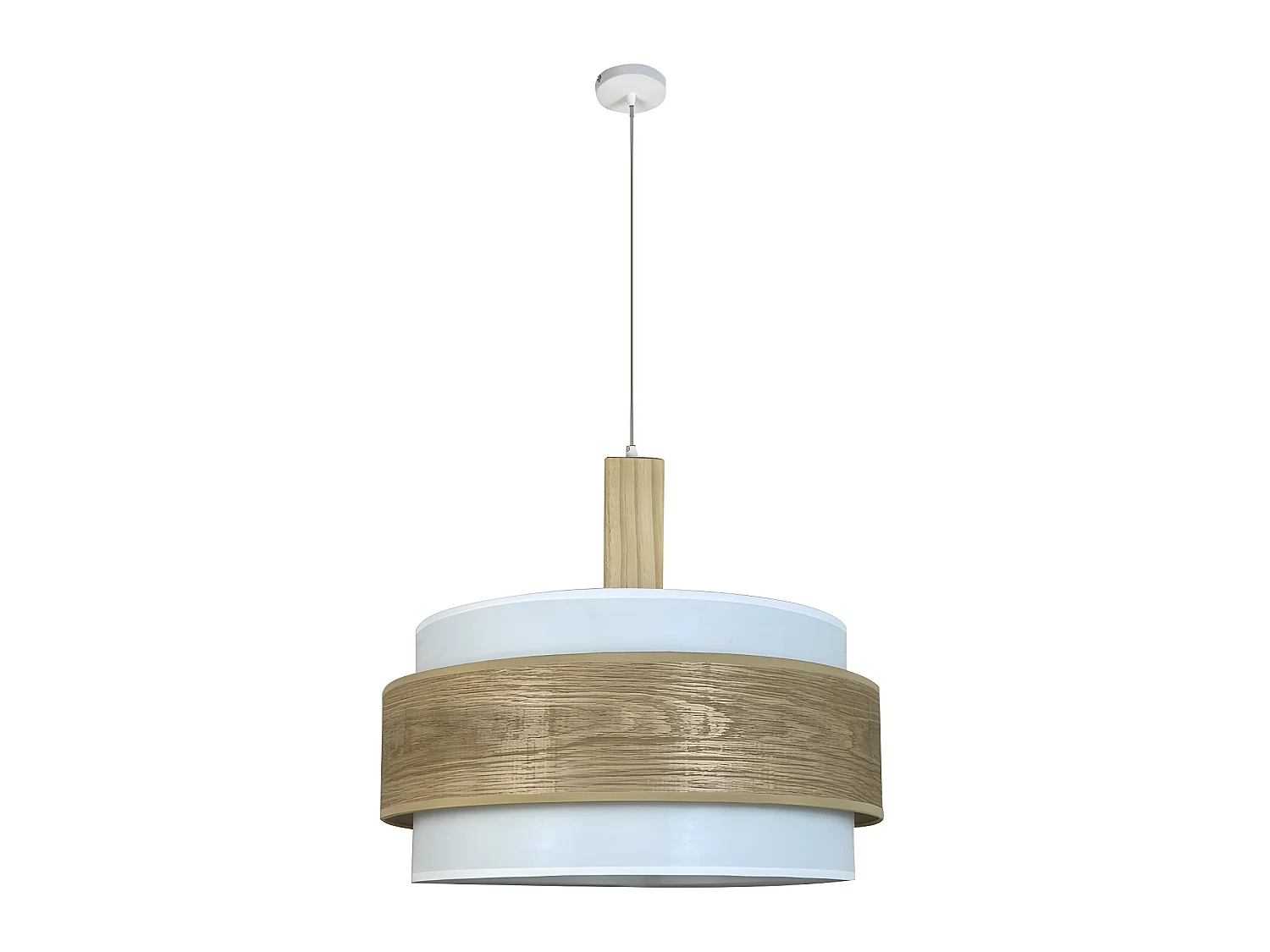 Plafonnier Vontrier avec abat-jour en tissu blanc et pièce en bois 1xE27 ø40cm
