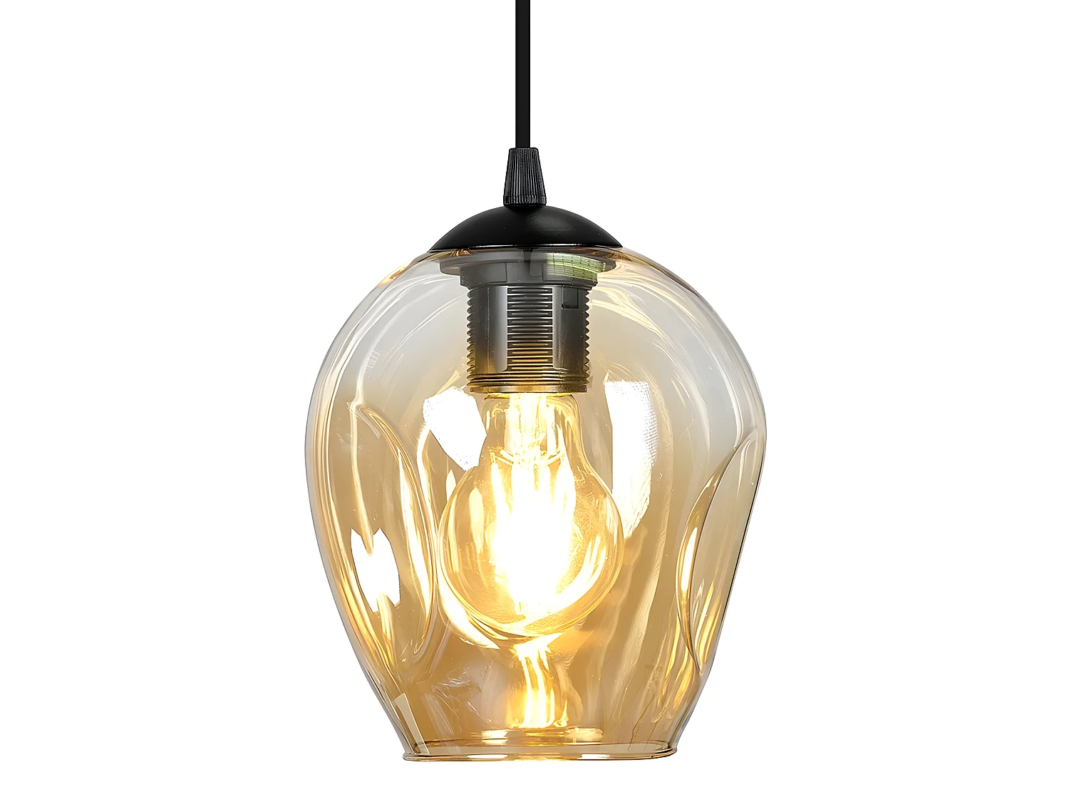 Maranto hanglamp met 5 beweegbare kabels en 5 amberkleurige kappen 5xE27