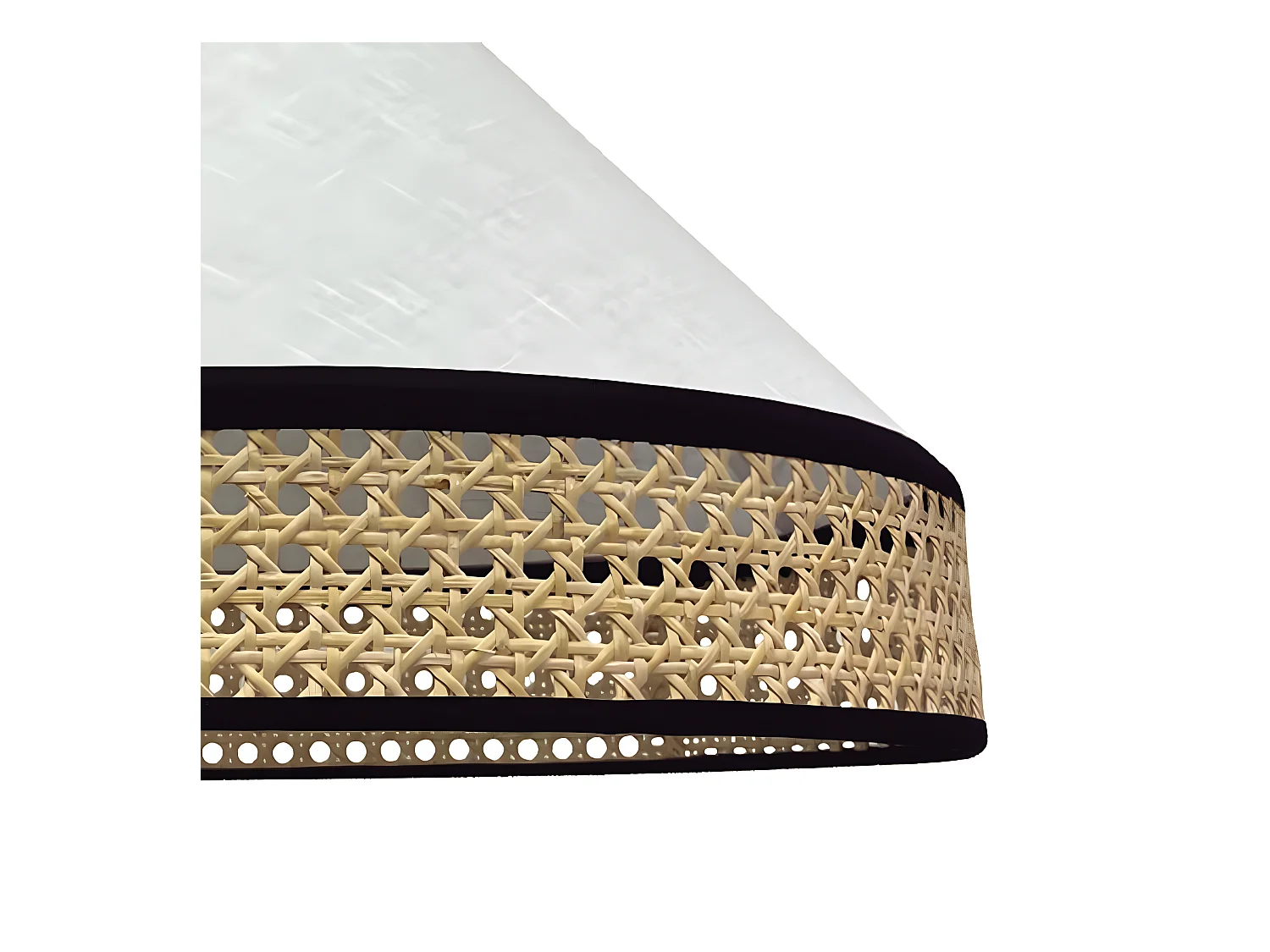 Lámpara colgante Sifonte con pantalla de lino blanco y franjas de rafia 1xE27 ø40cm