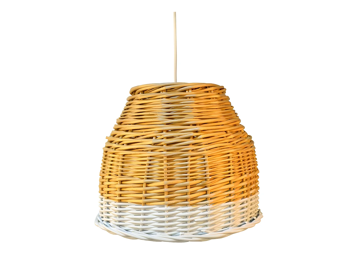 Plafonnier Sosca naturel avec abat-jour en osier et fond blanc 1xE27 ø40cm