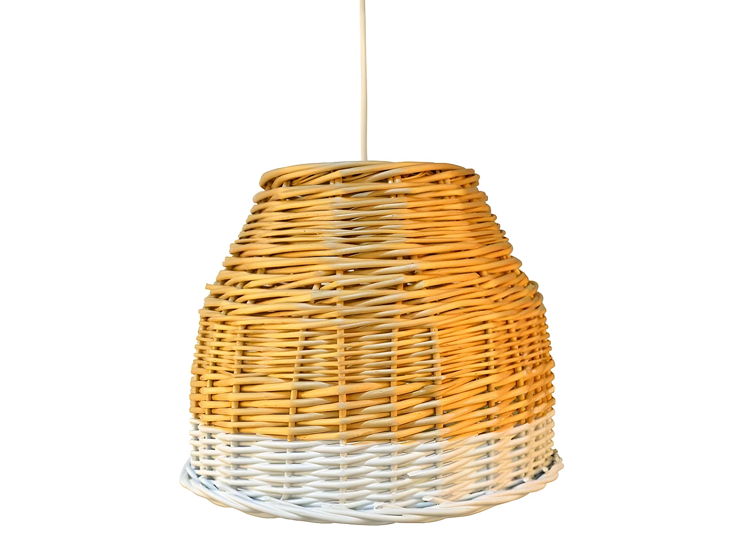 Plafonnier Sosca naturel avec abat-jour en osier et fond blanc 1xE27 ø40cm