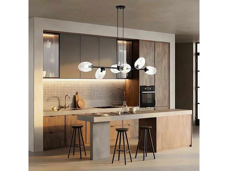 Moderne Bimala hanglamp met 6 helder glazen tulpen 6xE14